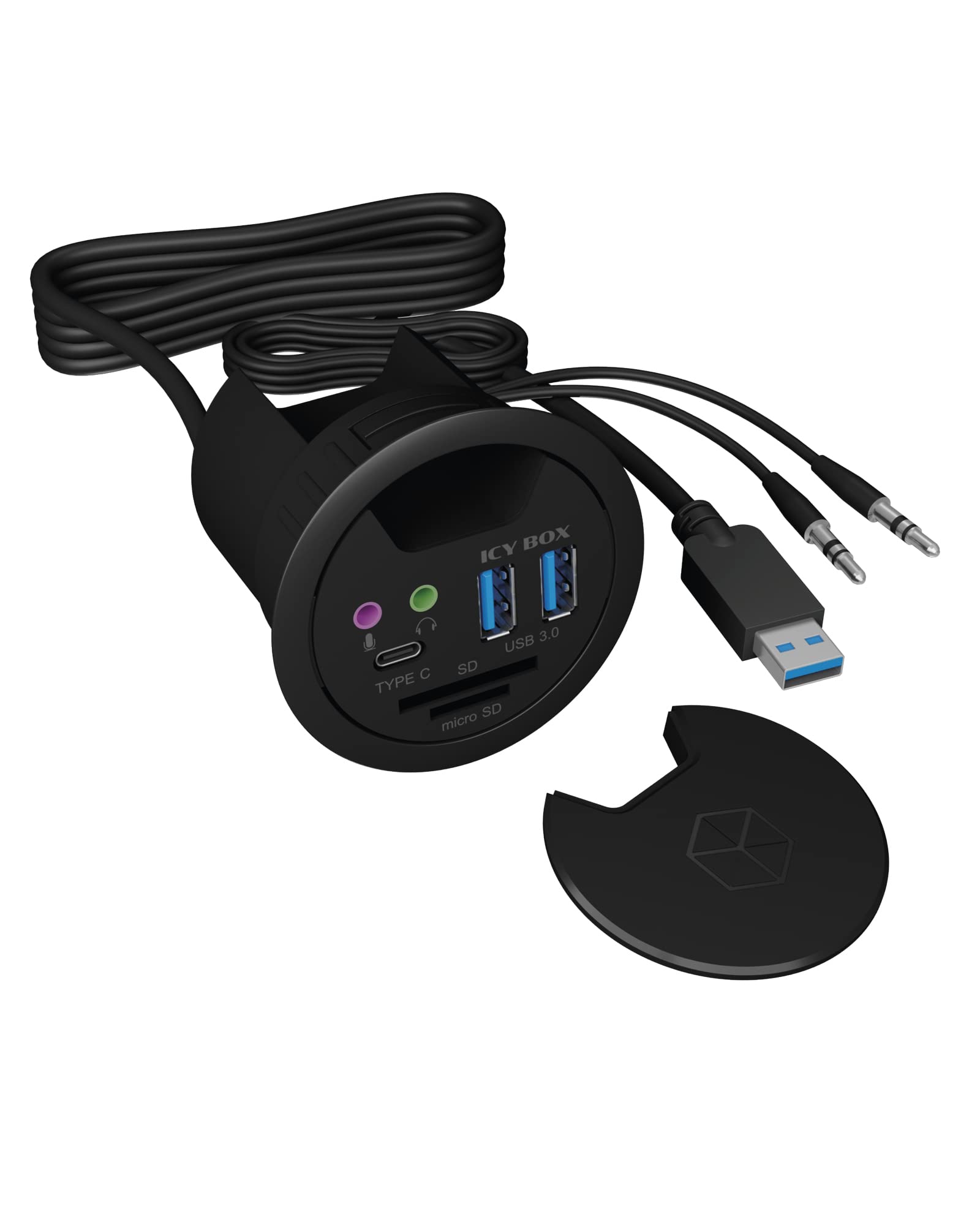 Icy Box IB-Hub1404A - Hub da Tavolo 60mm, Nero