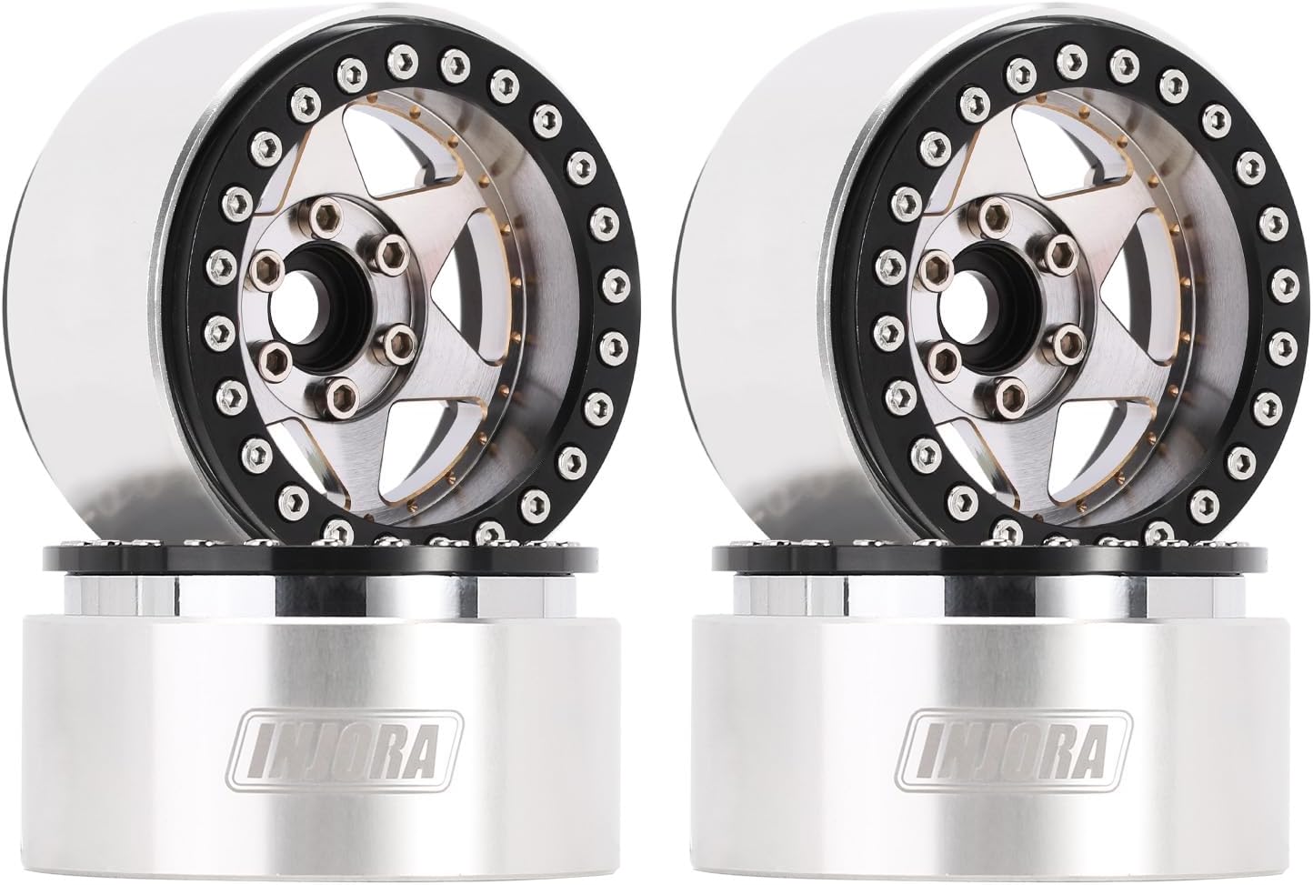 INJORA 1.9" Beadlock Cerchio Ruota 143g, Argento - immagine 1