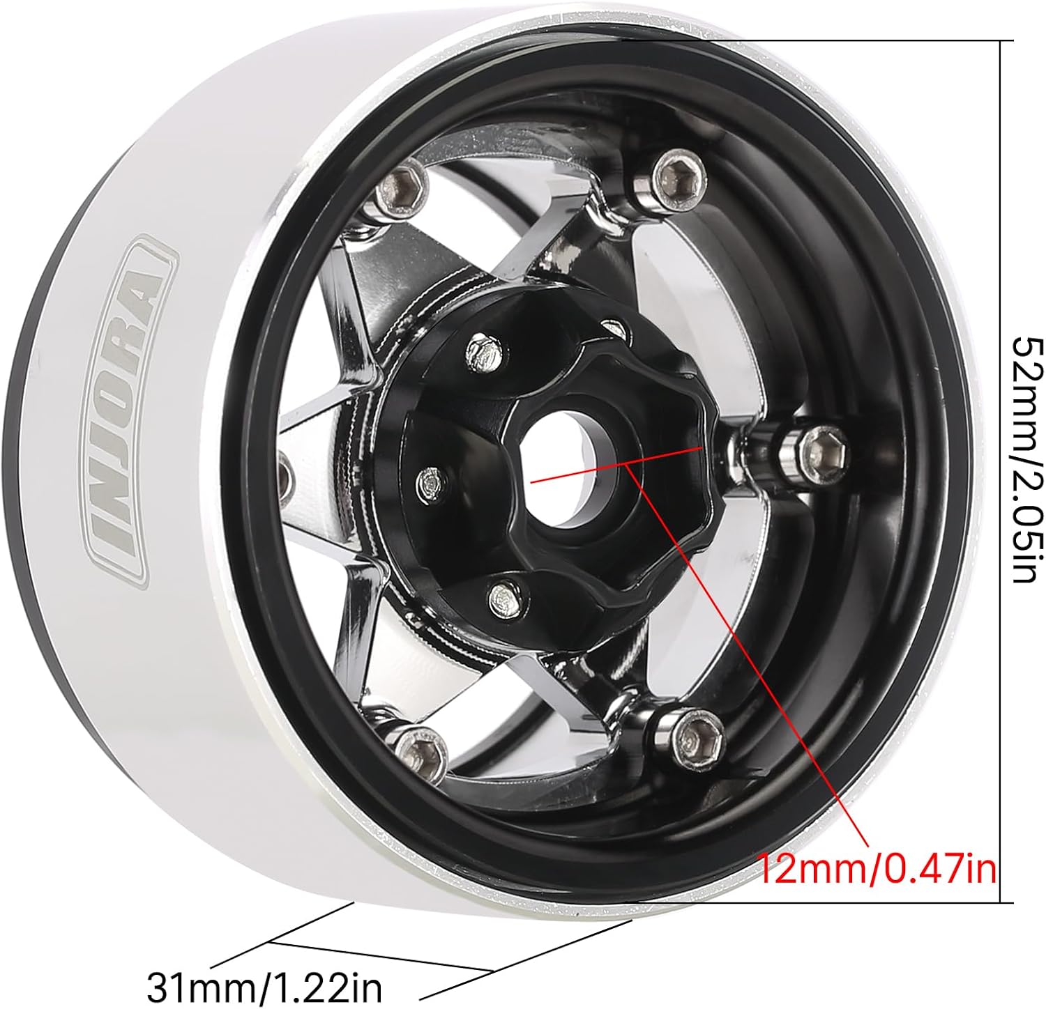 INJORA 1.9" Beadlock Cerchio Ruota 143g, Argento - immagine 3