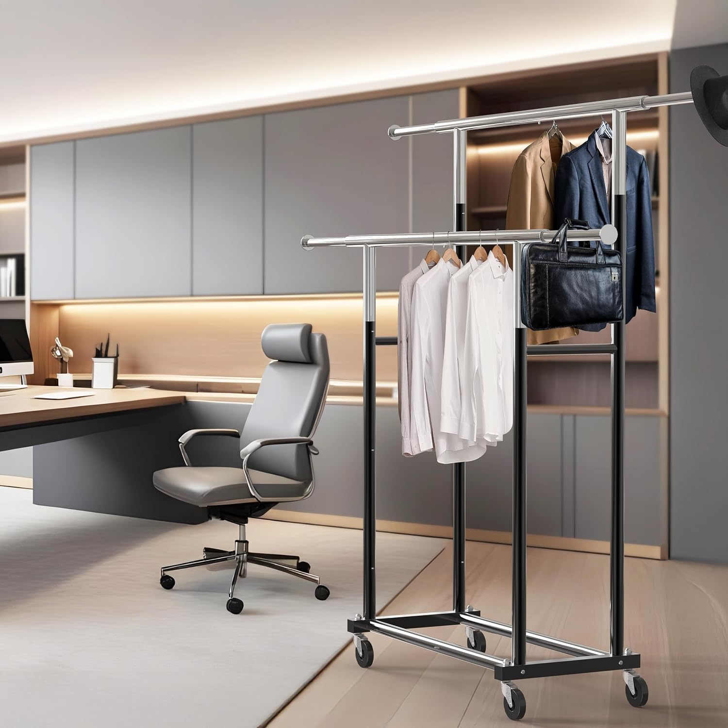 Simple Houseware Appendiabiti Standard a Doppia Asta, Nero - immagine 5