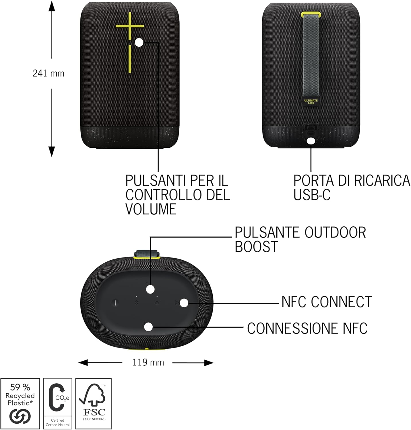Ultimate Ears EPICBOOM - Altoparlante Bluetooth Portatile, Nero - immagine 5