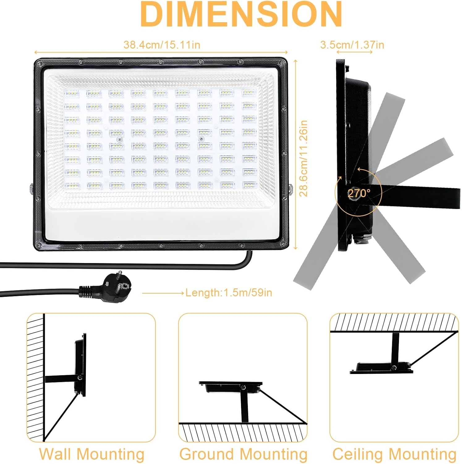 Createstar Faretto Led da Esterno 200W 20000LM 6500K - immagine 3