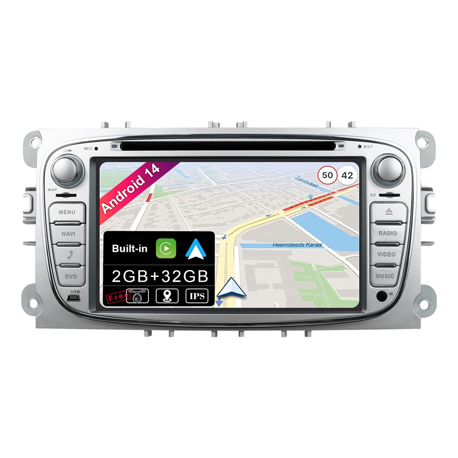 Autoradio Android 14 IPS 7" per Ford Focus/Mondeo/Galaxy