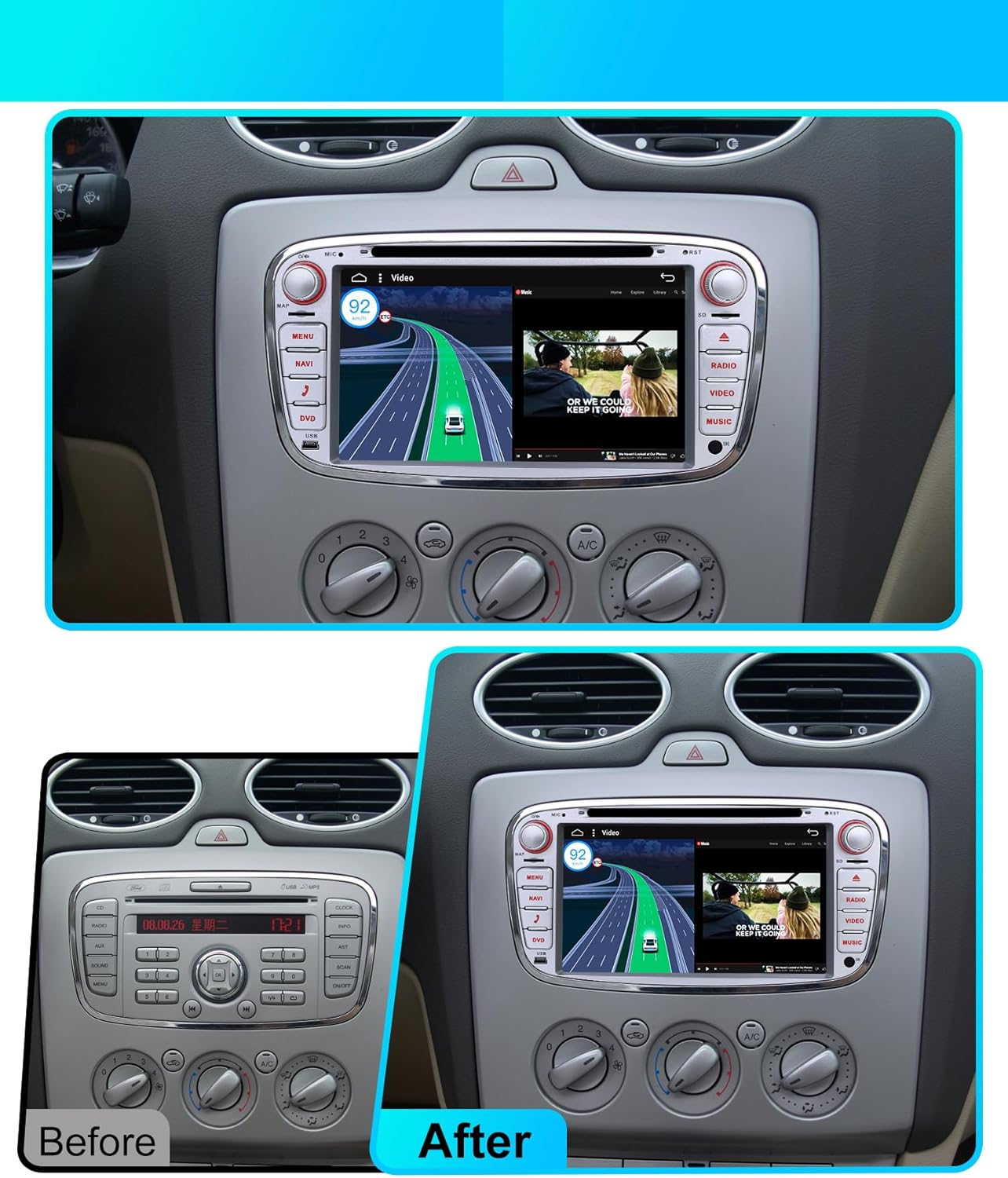 Autoradio Android 14 IPS 7" per Ford Focus/Mondeo/Galaxy - immagine 2