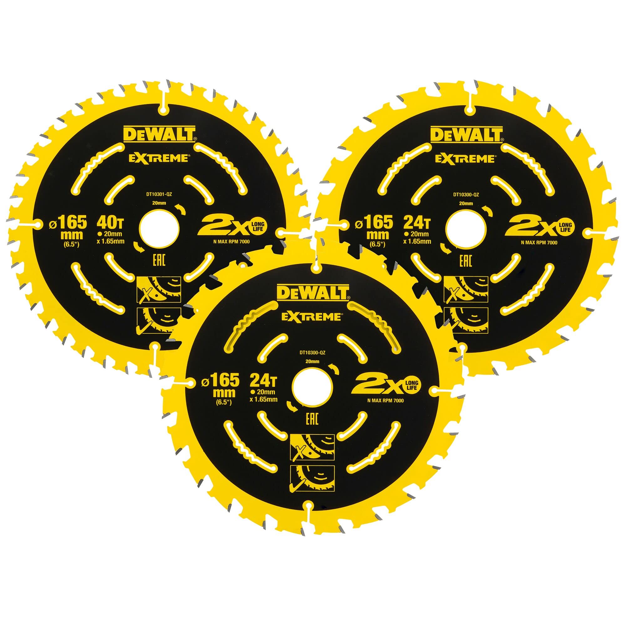 Dewalt DT10397-QZ - Set 3 Lame per Sega Circolare 165/20mm