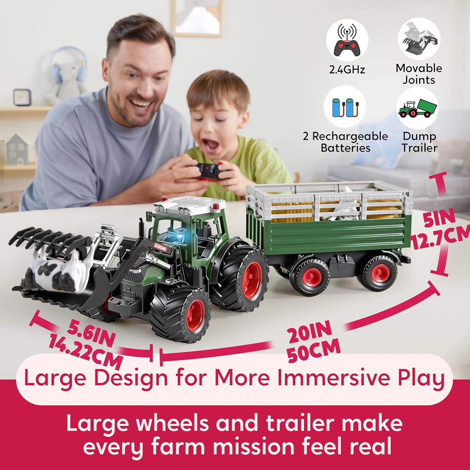 SYNCFUN Set Trattore Telecomandato con Rimorchio - immagine 2