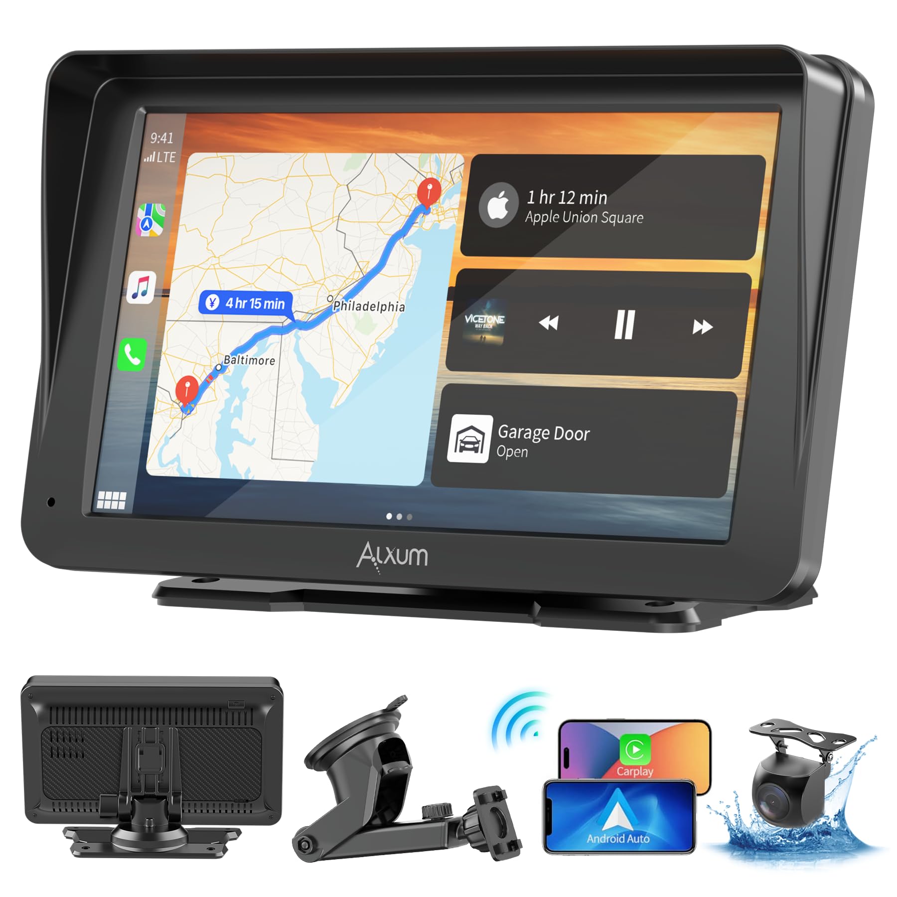 Alxum Carplay Display Auto Portatile 7” IPS con Telecamera