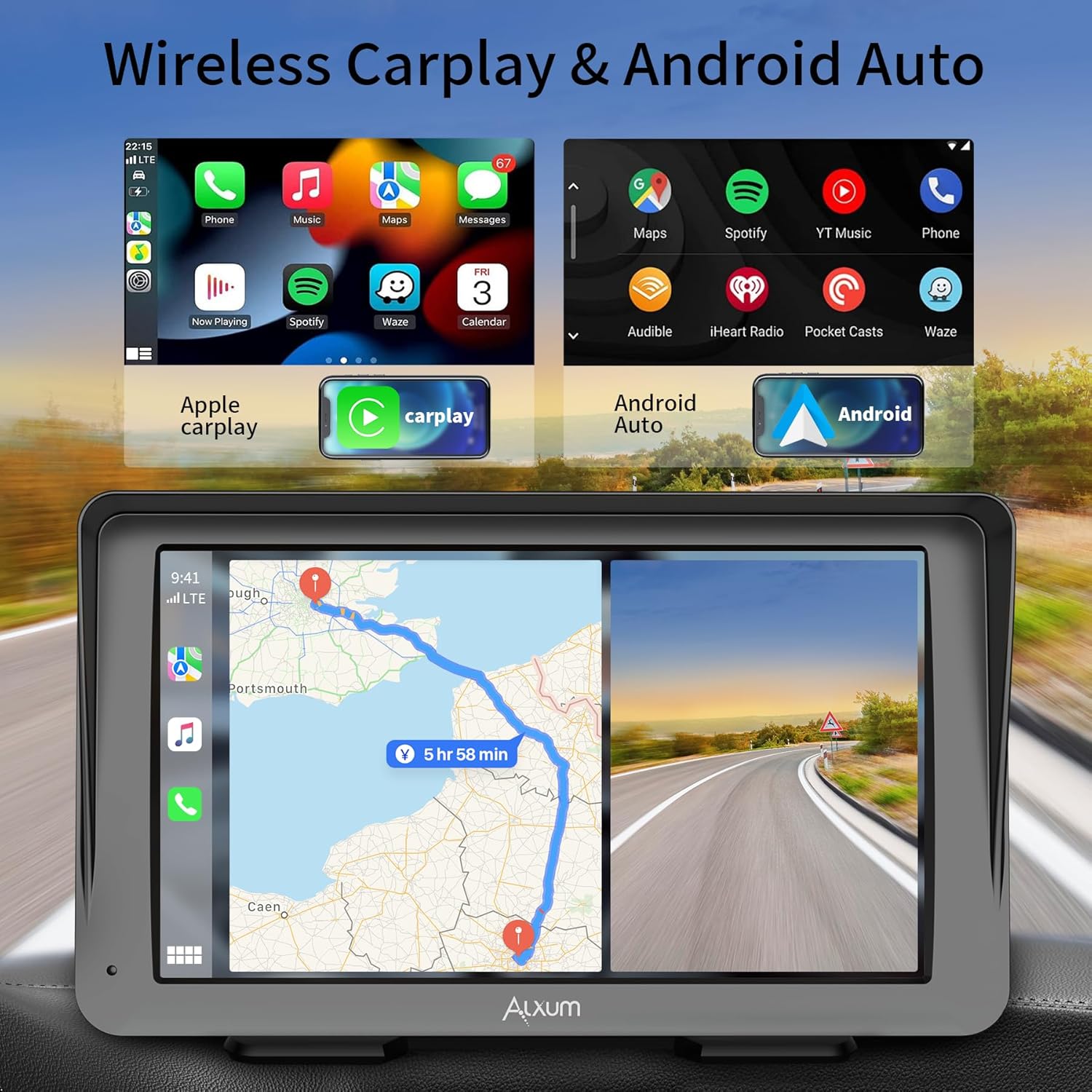 Alxum Carplay Display Auto Portatile 7” IPS con Telecamera - immagine 2