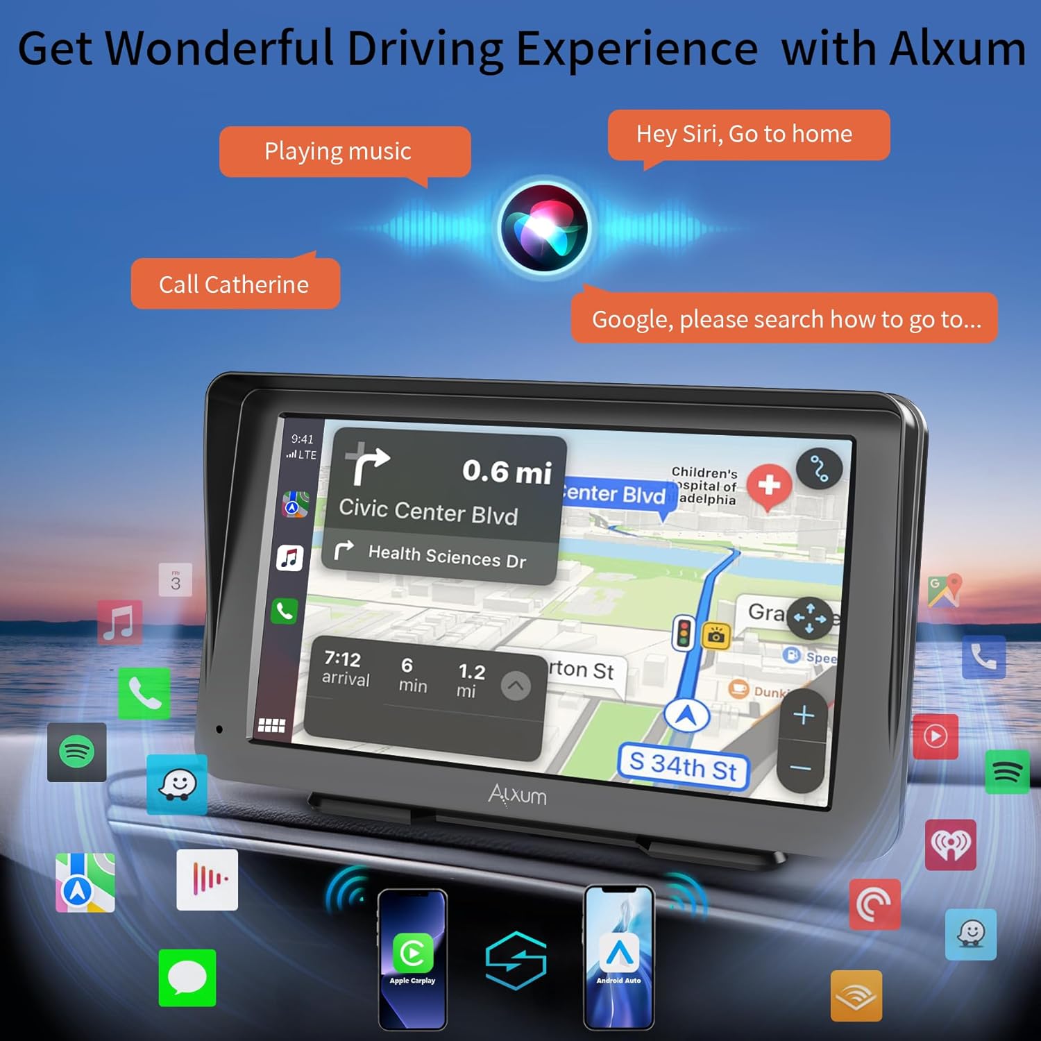 Alxum Carplay Display Auto Portatile 7” IPS con Telecamera - immagine 3