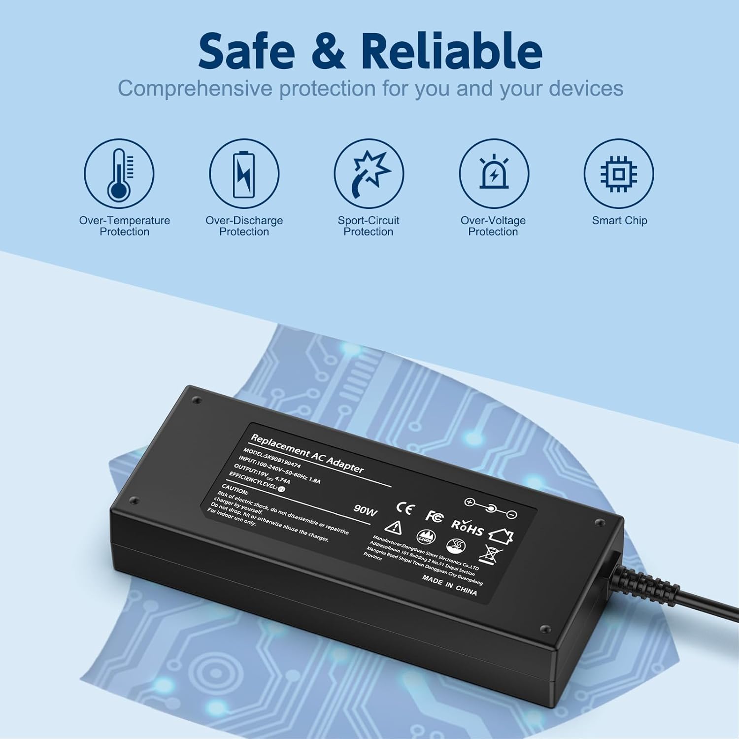 Alimentatore 90W 19V 4.7A 5.5*2.5mm - immagine 5