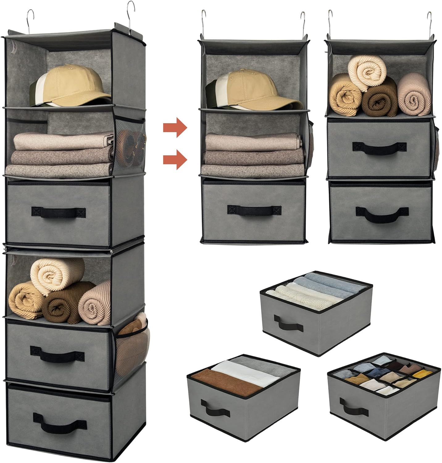 Granny Says Organizzatore Guardaroba 6 Ripiani, Grigio