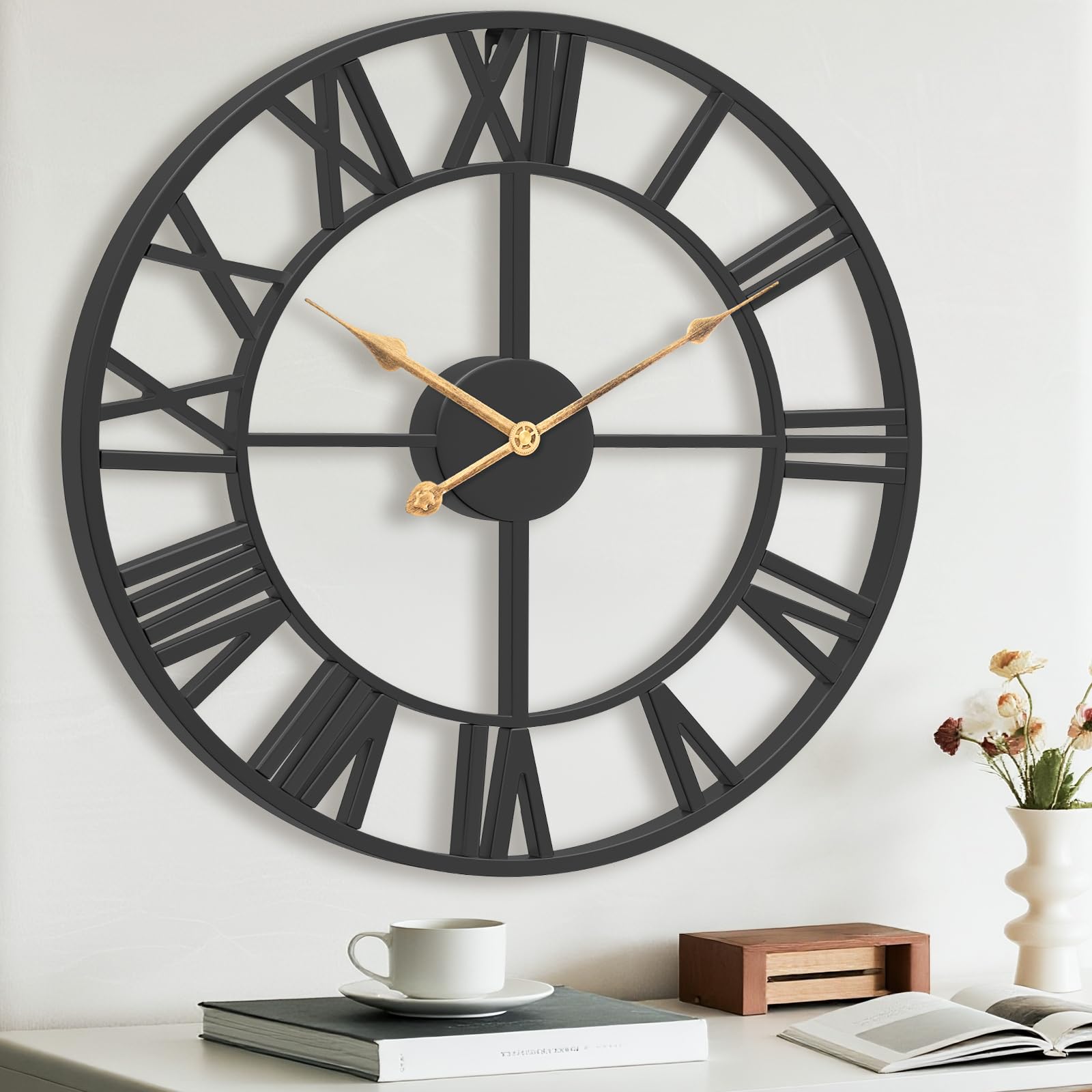 Orologio Da Parete Moderno 50cm XXL Nero Industriale
