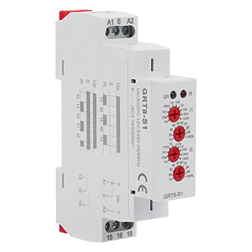 GRT8 S1 AC/DC 12 240V Mini relè asimmetrico per timer ciclo 35mm Guida DIN ON/OFF Accensione ripetizione ritardo Relè temporizzatore per ritardo ciclo che fornisce eccitazione periodica