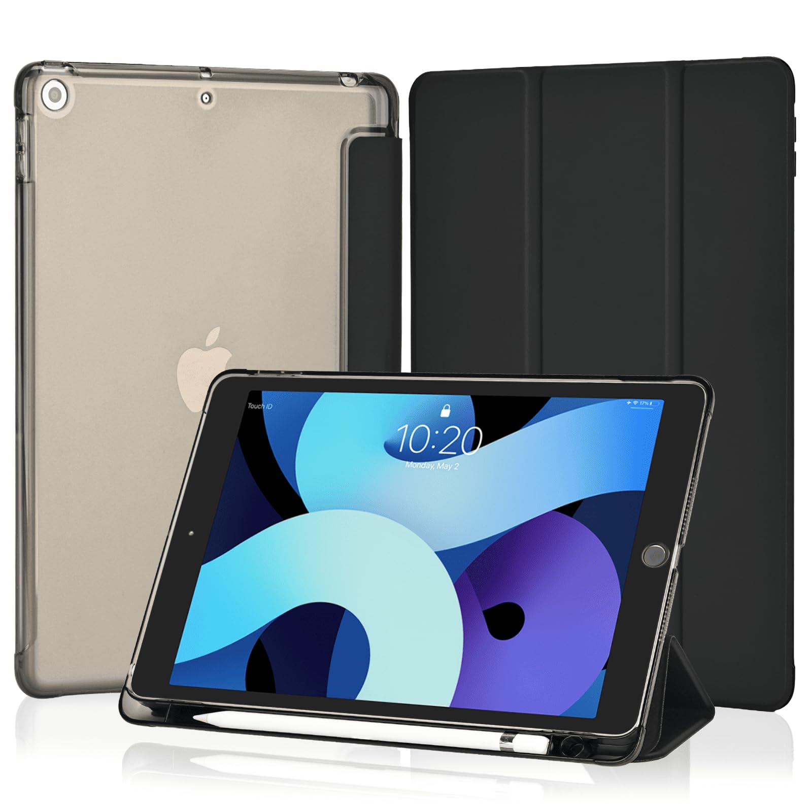4ubonlife Cover per iPad 9a/8a/7a Gen 10,2 Pollici, Nero
