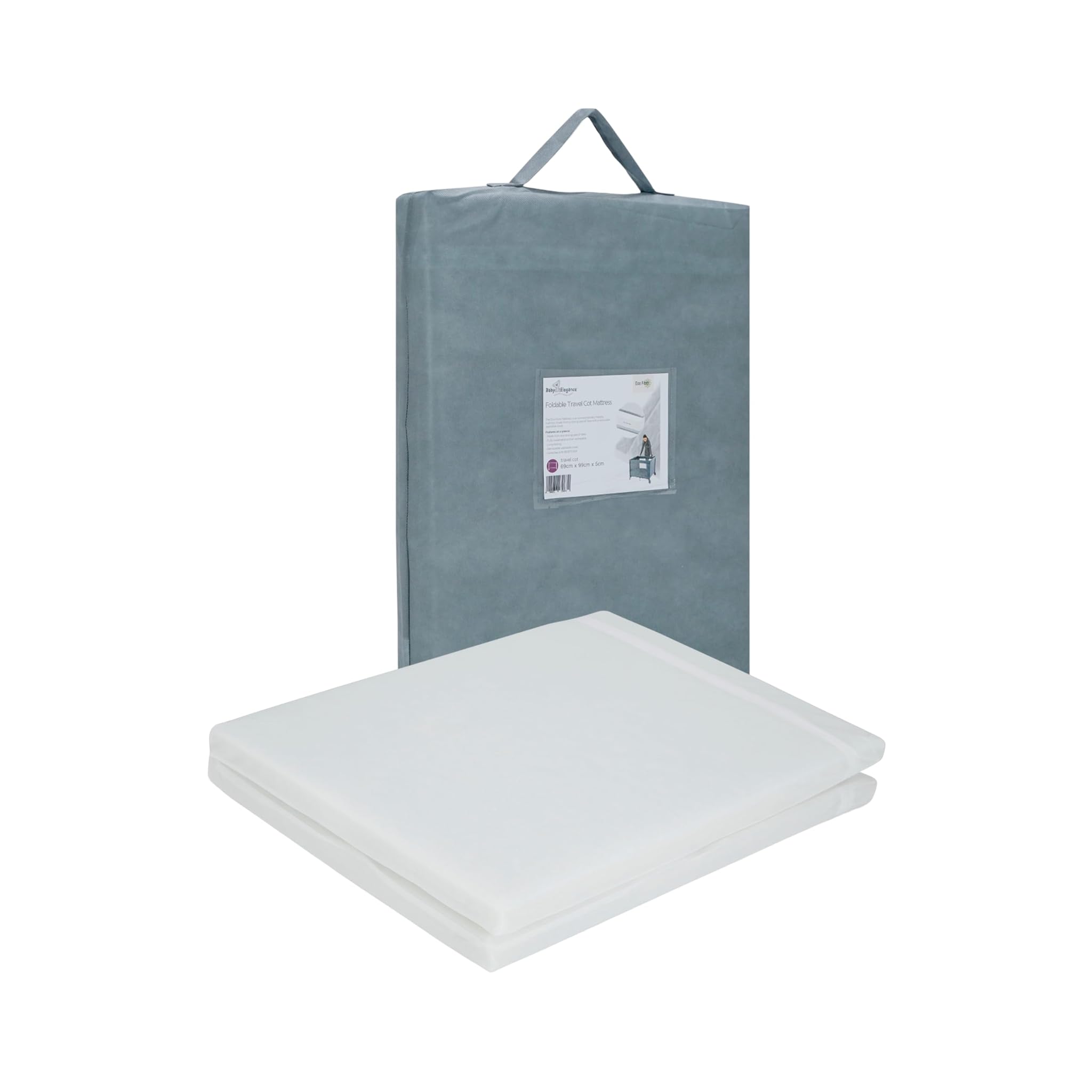 Baby Elegance Materasso per lettino da viaggio, 70 x 100 x 3 cm, design pieghevole in fibra ecologica, fodera, borsa per il trasporto, costruzione traspirante, nucleo di supporto