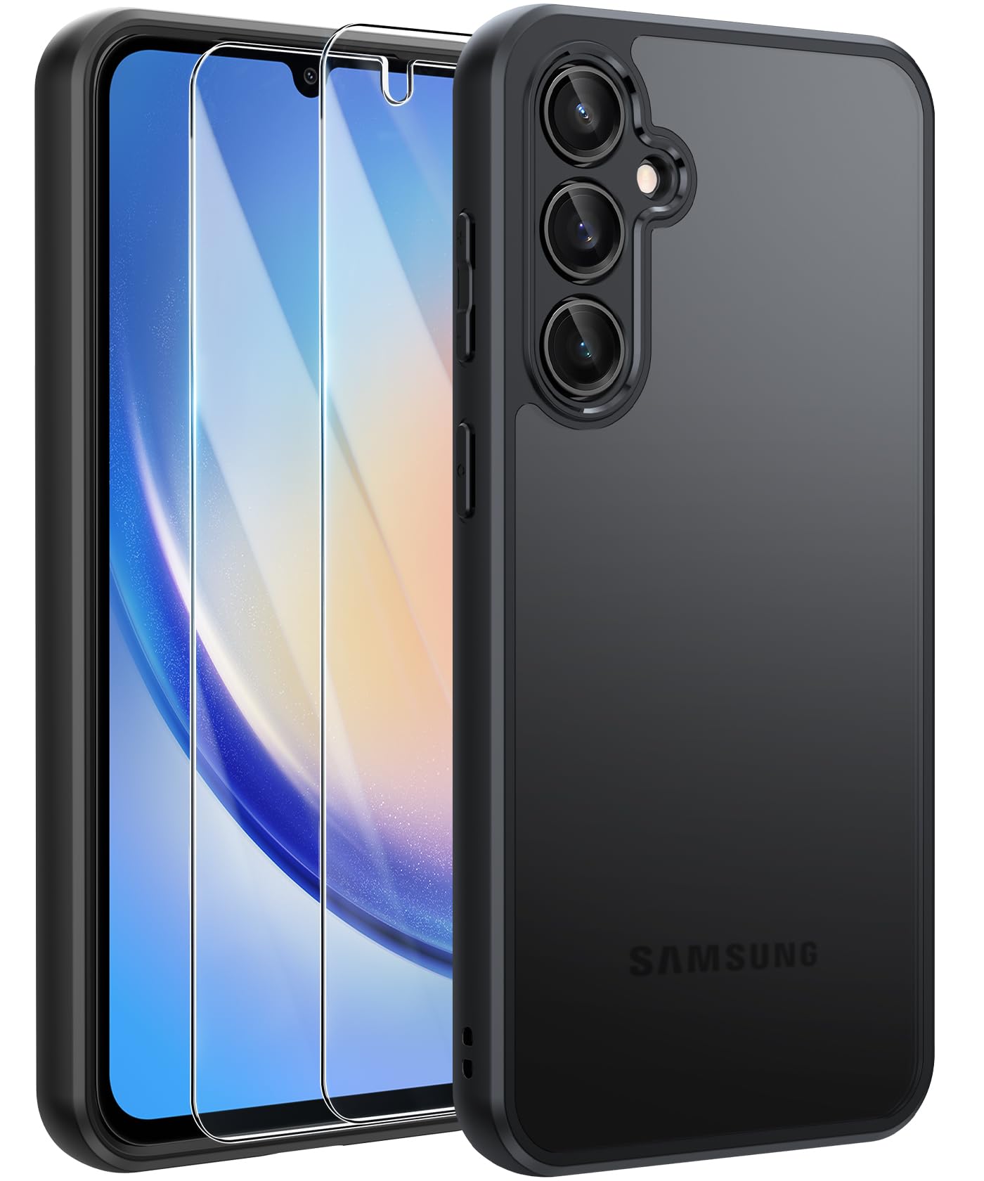 Fllao Cover Opaca per Samsung Galaxy A34 5G, Nera