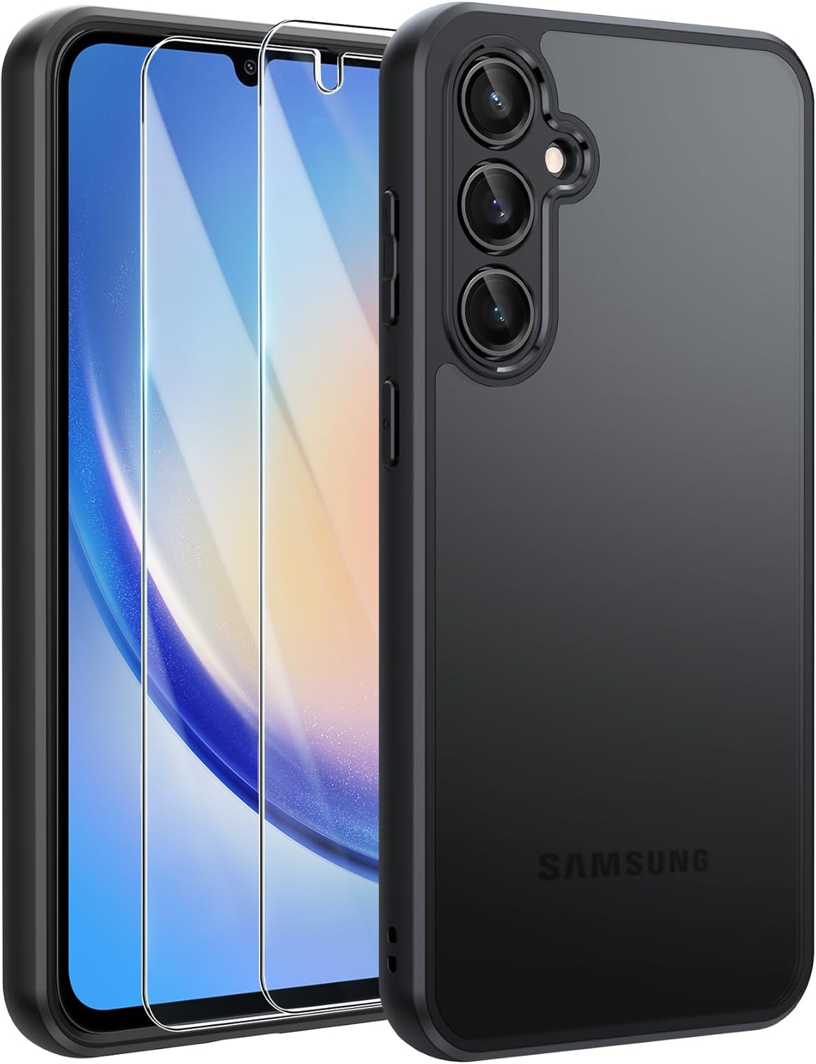 Fllao Cover Opaca per Samsung Galaxy A34 5G, Nera - immagine 1