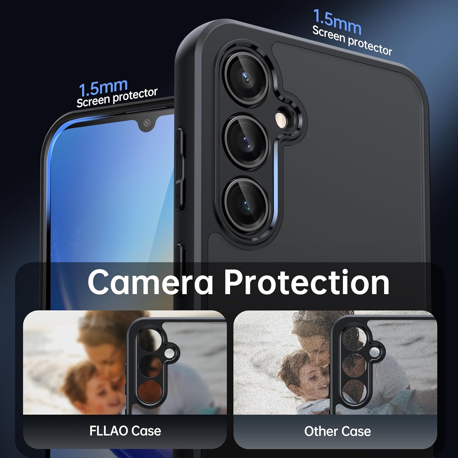 Fllao Cover Opaca per Samsung Galaxy A34 5G, Nera - immagine 3