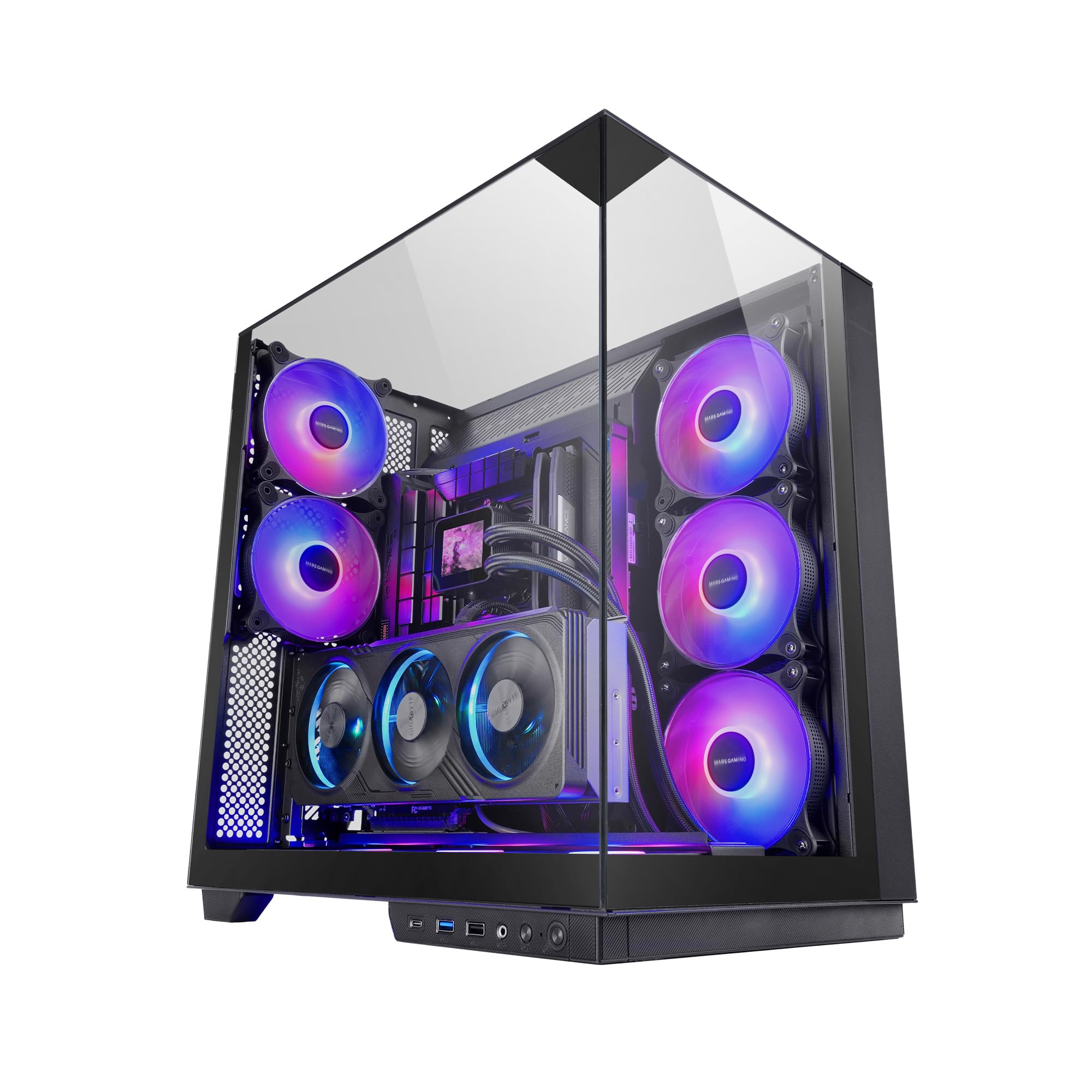 Mars Gaming MC-3GF - Case Gaming ATX Triplo Vetro Temperato, Nero