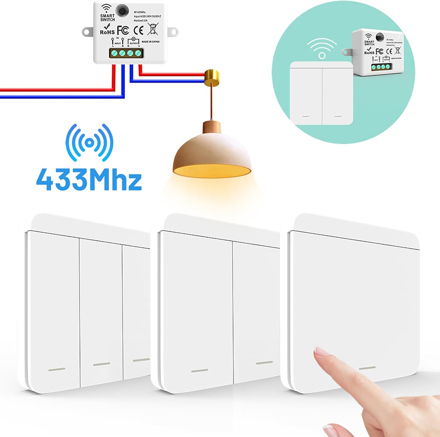 Kit Interruttore Luce Smart WiFi - 3 Ricevitori, 1 Interruttore - immagine 2
