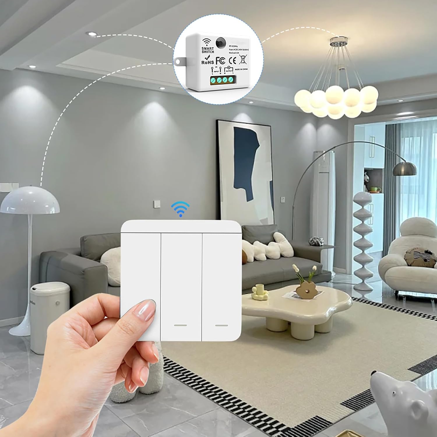 Kit Interruttore Luce Smart WiFi - 3 Ricevitori, 1 Interruttore - immagine 5