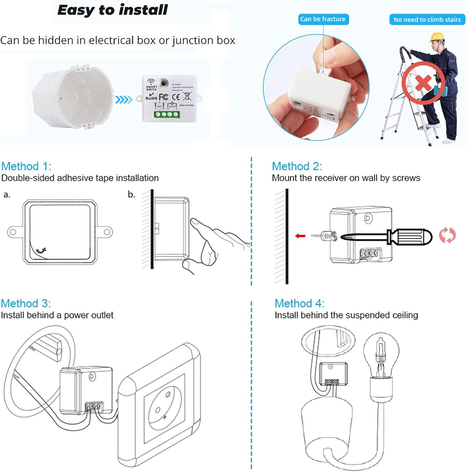 Kit Interruttore Luce Smart WiFi - 3 Ricevitori, 1 Interruttore - immagine 6