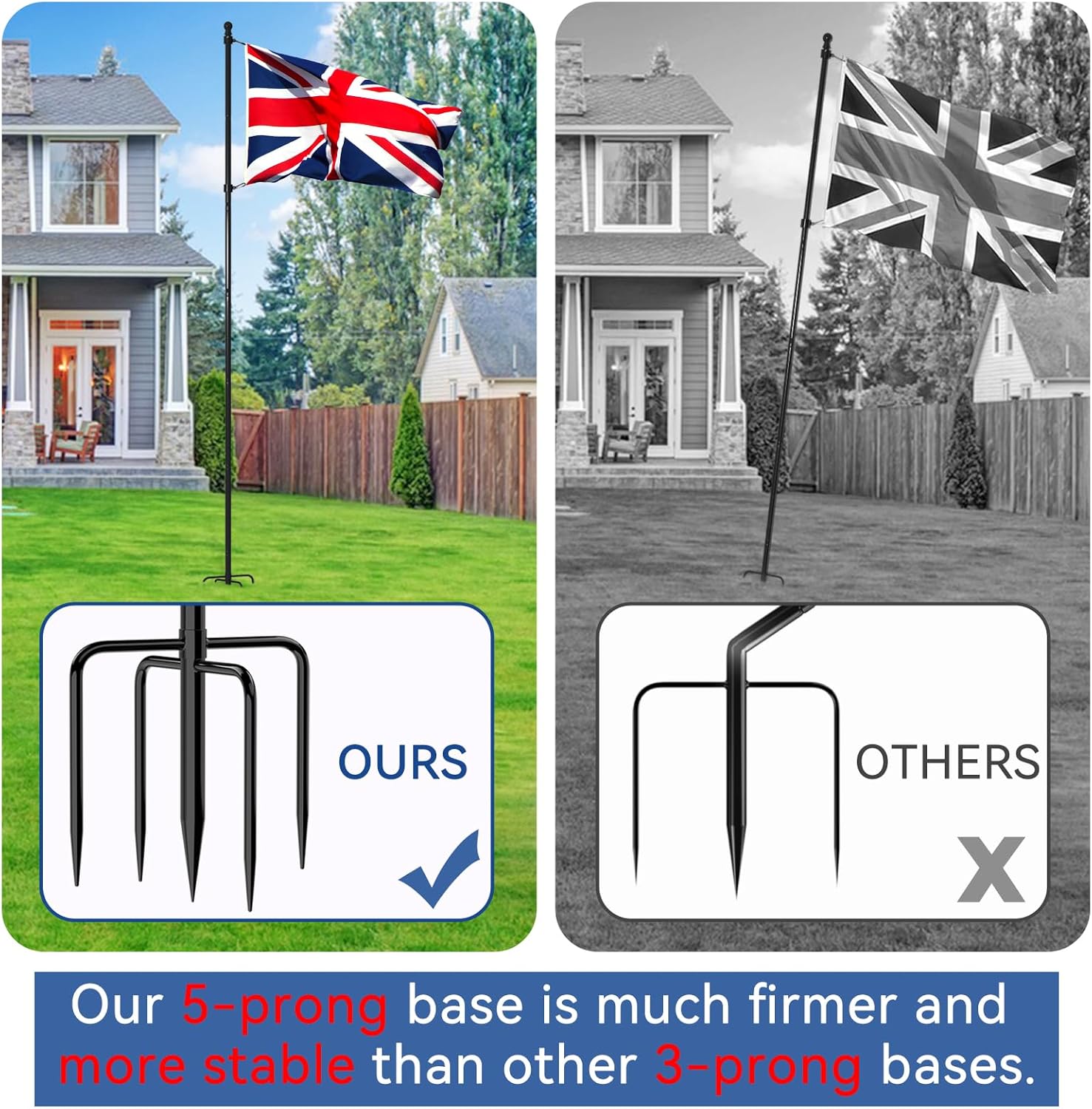 ZMTECH Asta per Bandiera da Giardino 300 cm, Nera - immagine 3