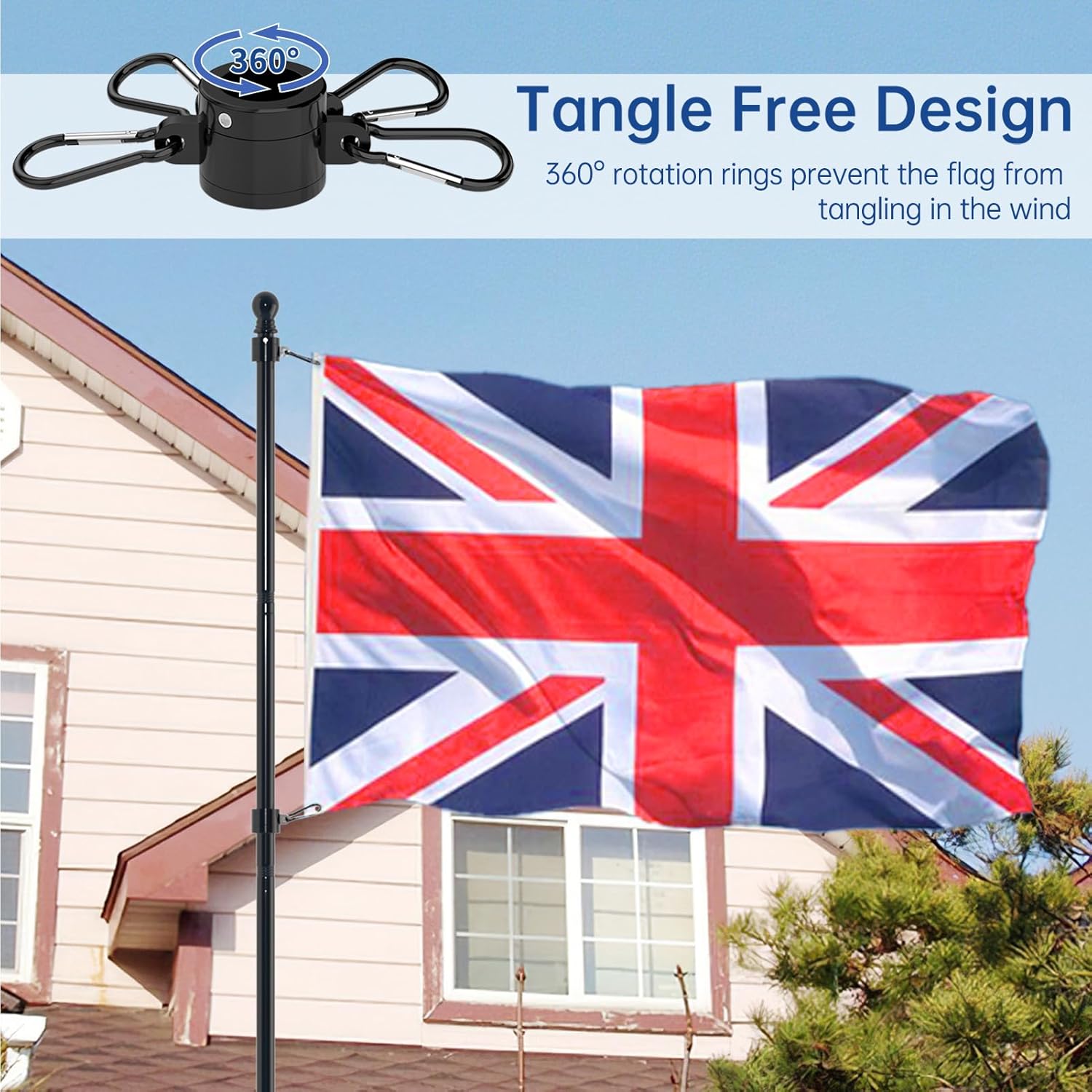 ZMTECH Asta per Bandiera da Giardino 300 cm, Nera - immagine 6