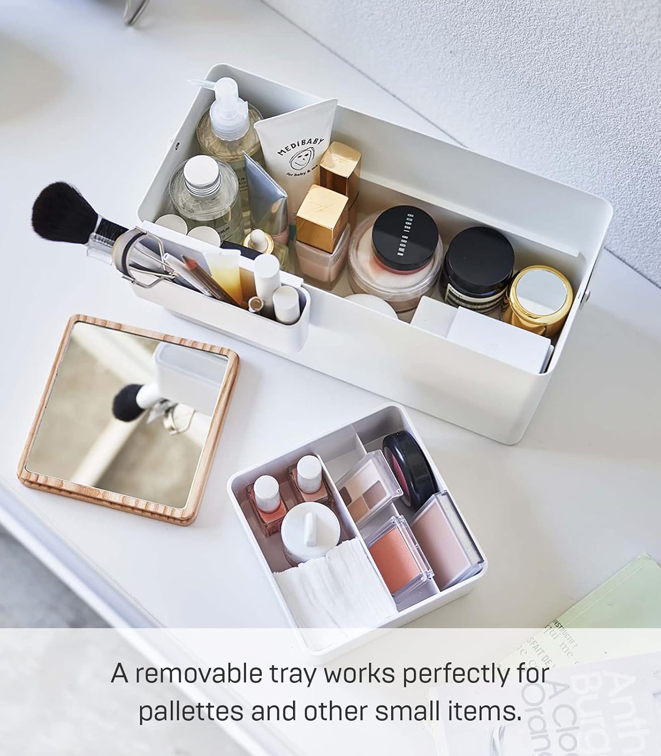 Yamazaki 5453 TOWER Makeup Box, White - immagine 3