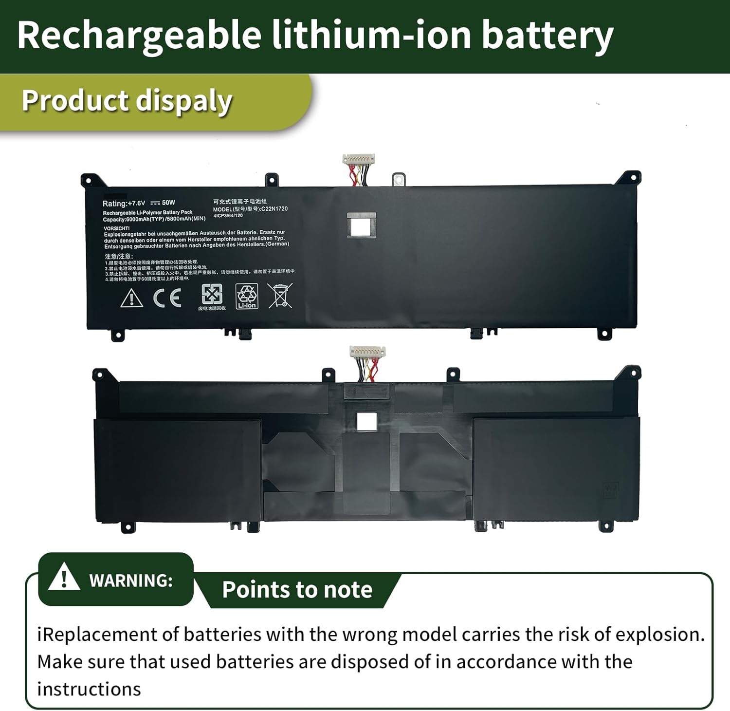 7xinbox C22N1720 - Batteria per ASUS ZenBook S UX391 - immagine 4