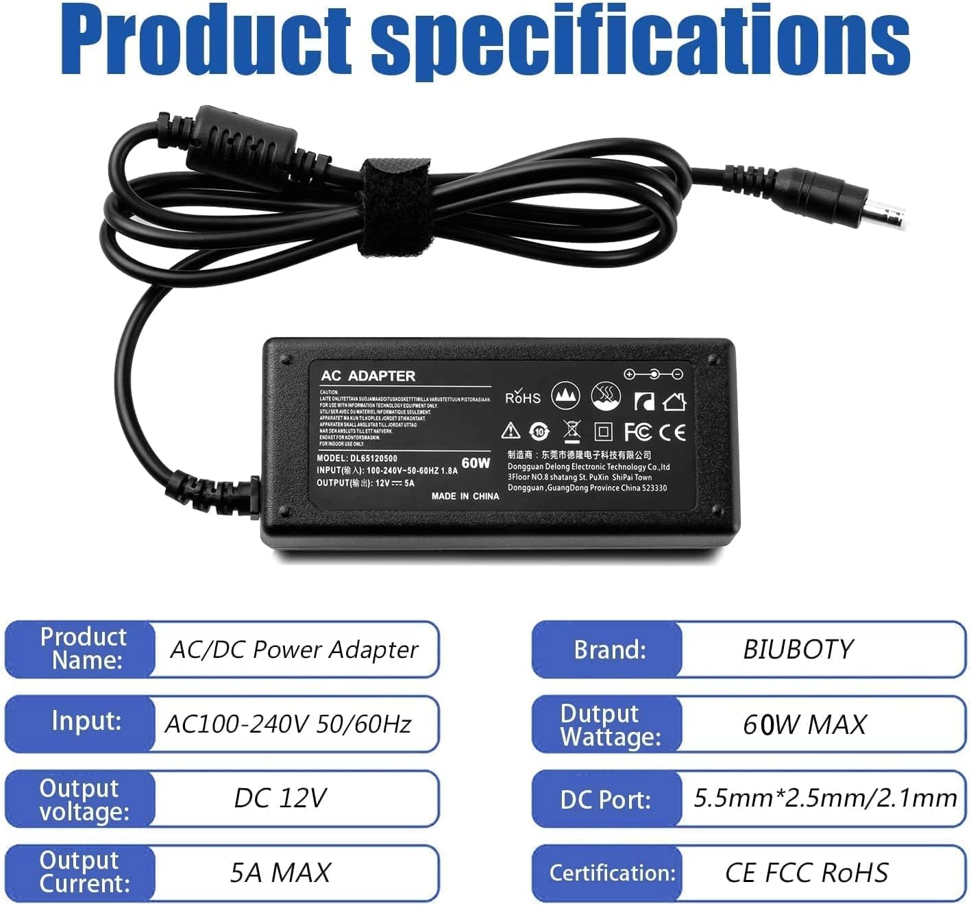 Caricatore Alimentatore 12V 5A 60W - immagine 2