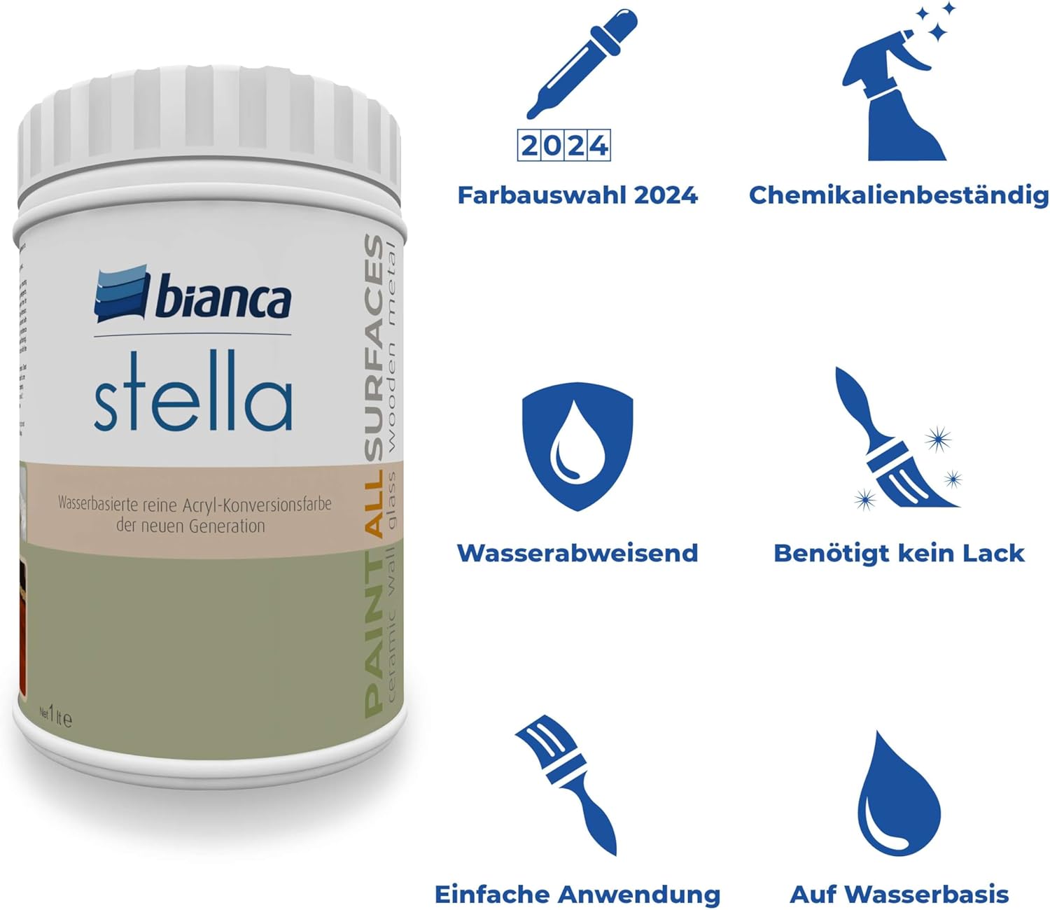 Bianca Stella Vernice per Mobili Premium 1000ml, Bianco - immagine 6
