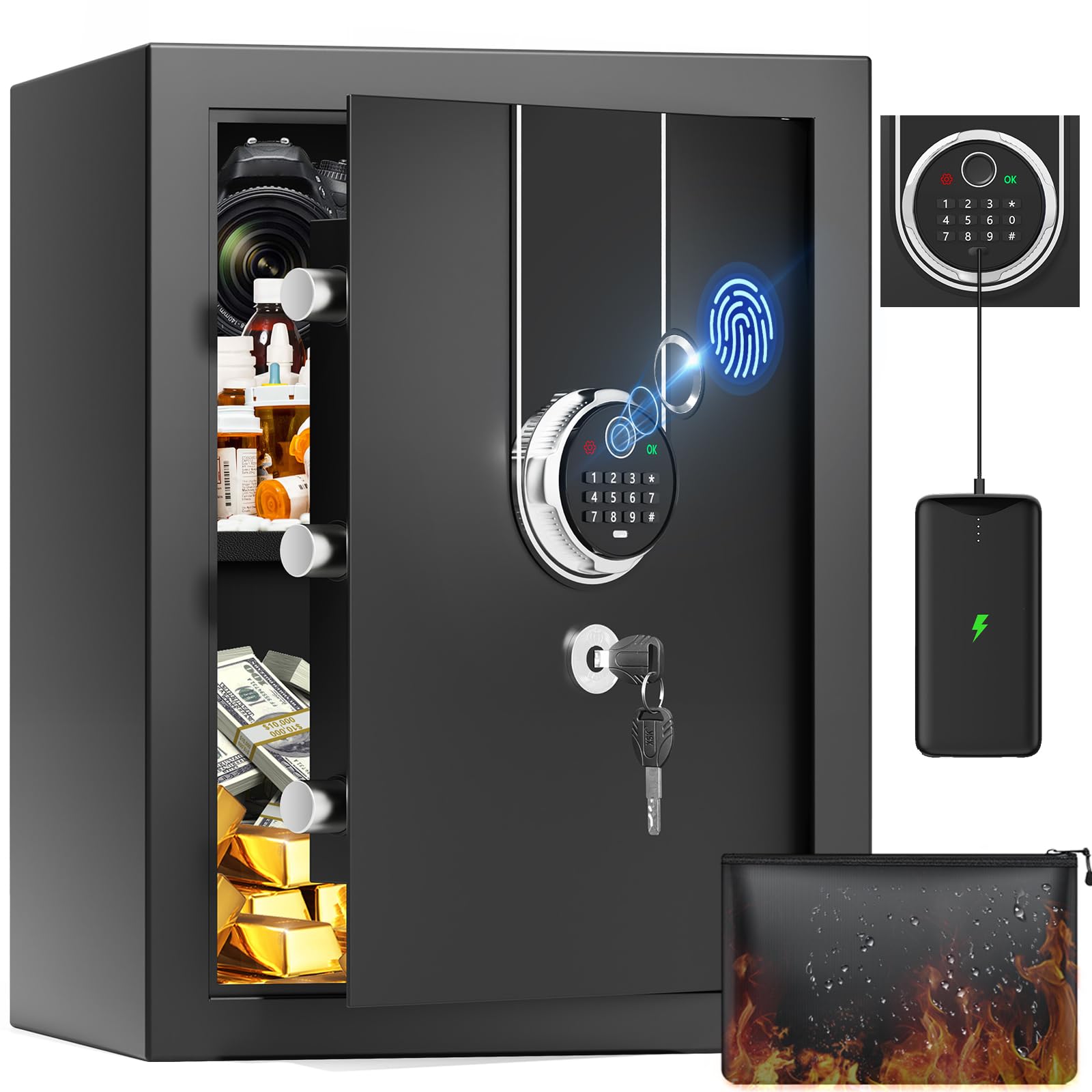 Cassaforte Biometrica Digitale 50L per Casa