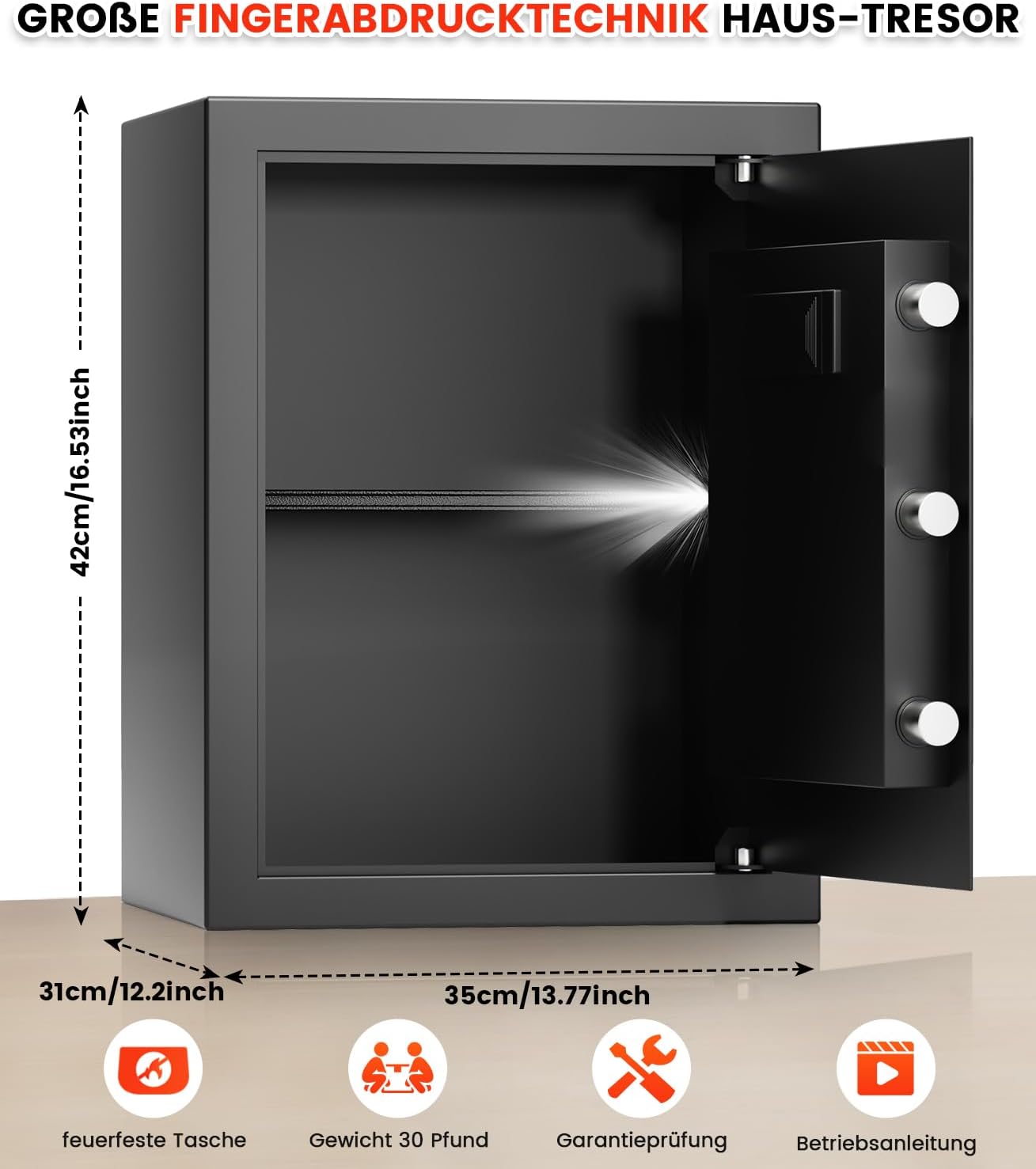 Cassaforte Biometrica Digitale 50L per Casa - immagine 2