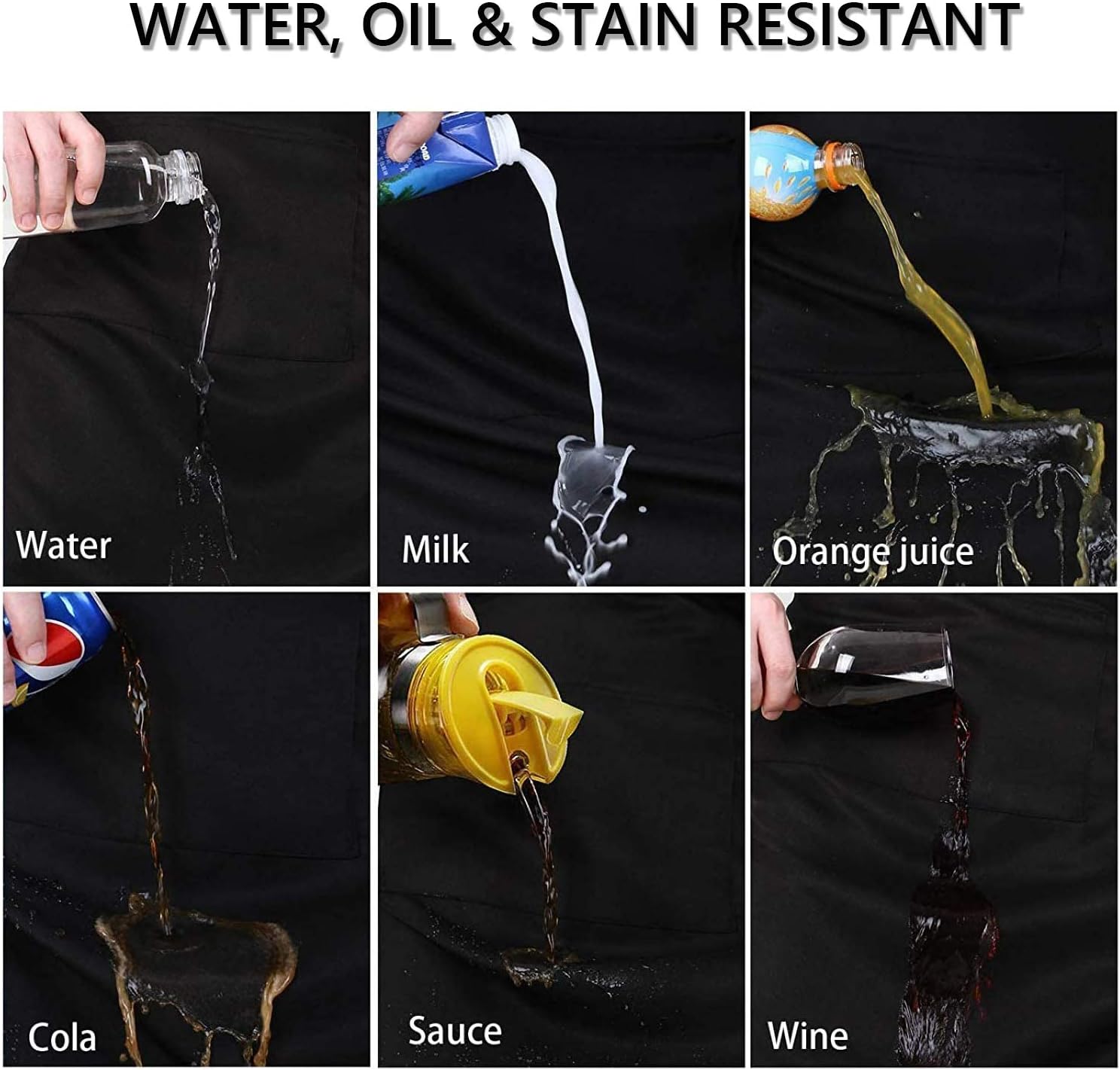 Grembiule Cuoco Nero Impermeabile 4 Pezzi - immagine 3