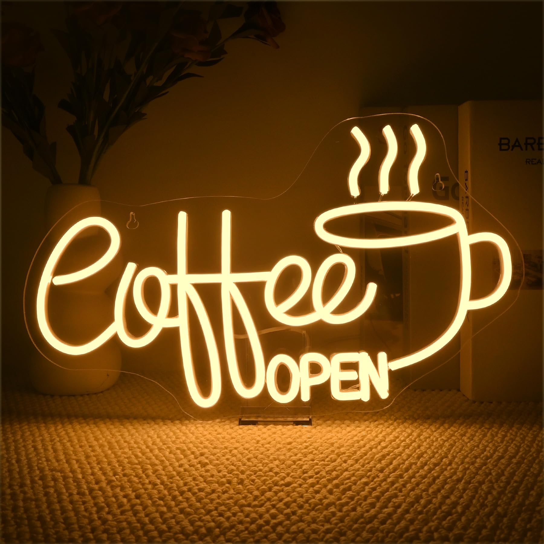 Signship Coffee Open Neon Led Dimmerabile, Bianco Caldo