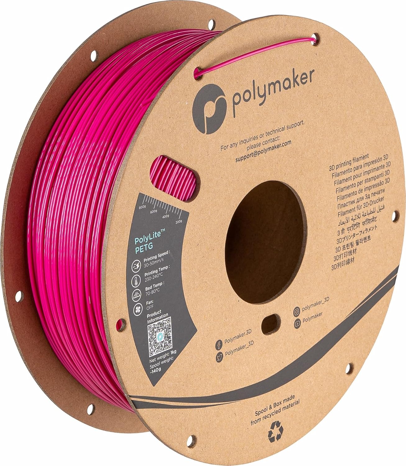 Polymaker PolyLite PETG - 1.75mm - 1kg - Magenta - immagine 1