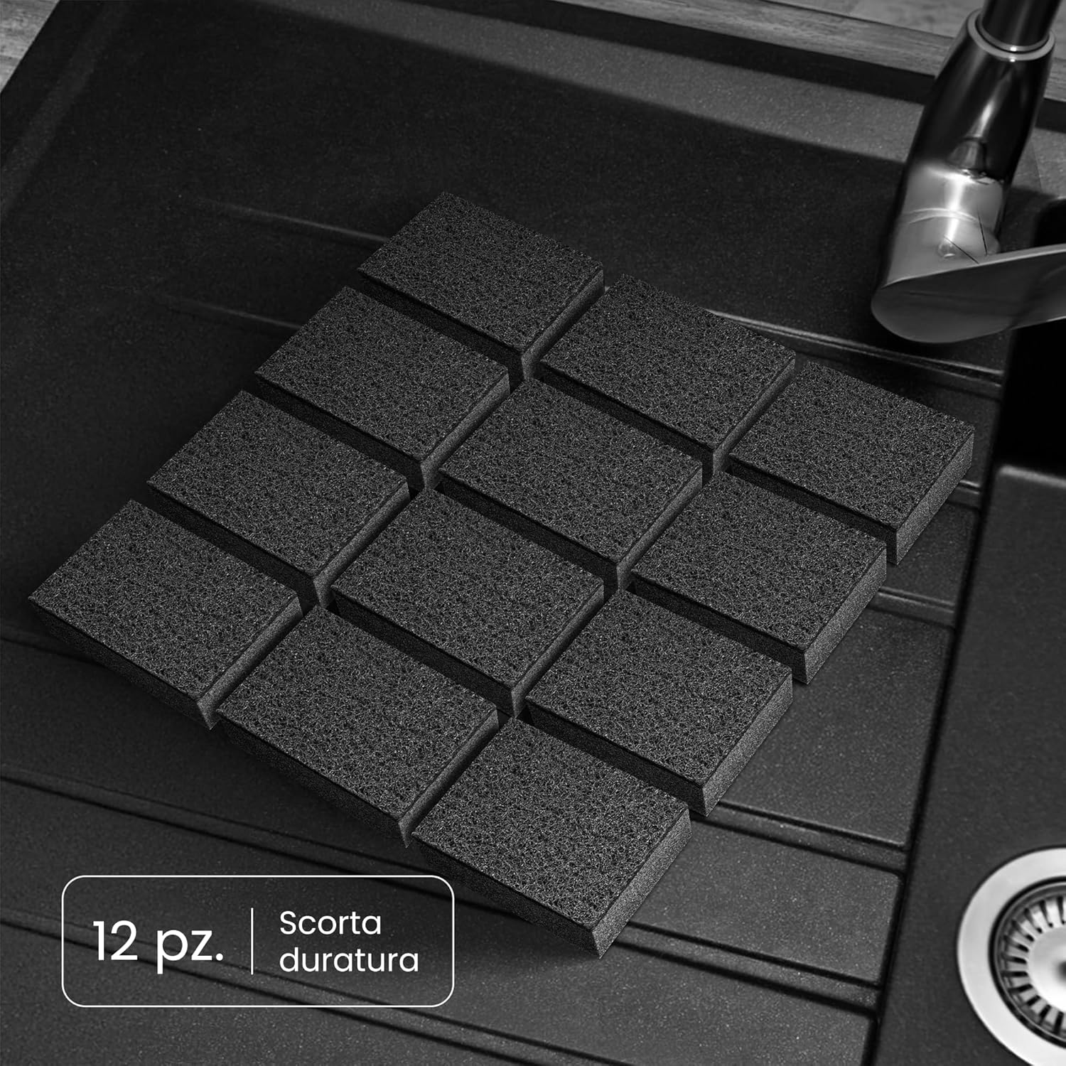 SVAMP - Spugna da Cucina Nera, 12 Pezzi - immagine 4