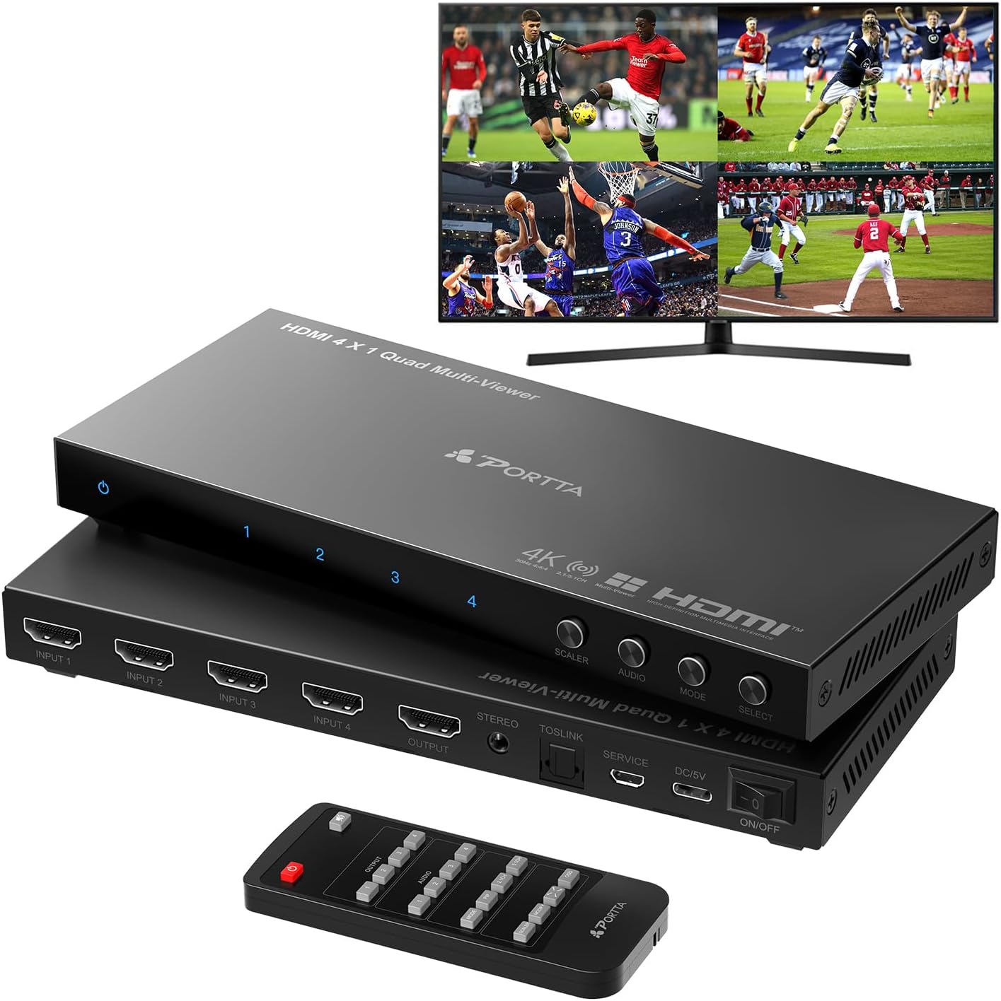 4K HDMI Multiviewer Switch 4x1 con PIP - immagine 1