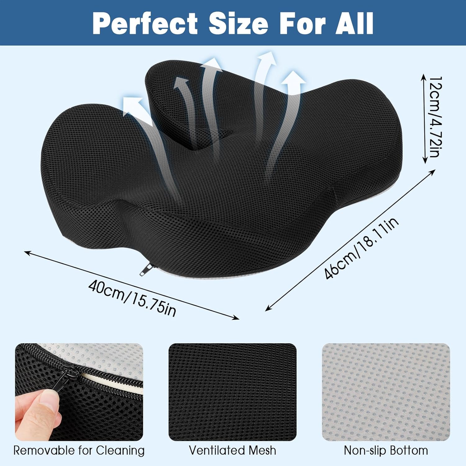 Cuscino Sedia Ufficio Ortopedico Memory Foam - immagine 5