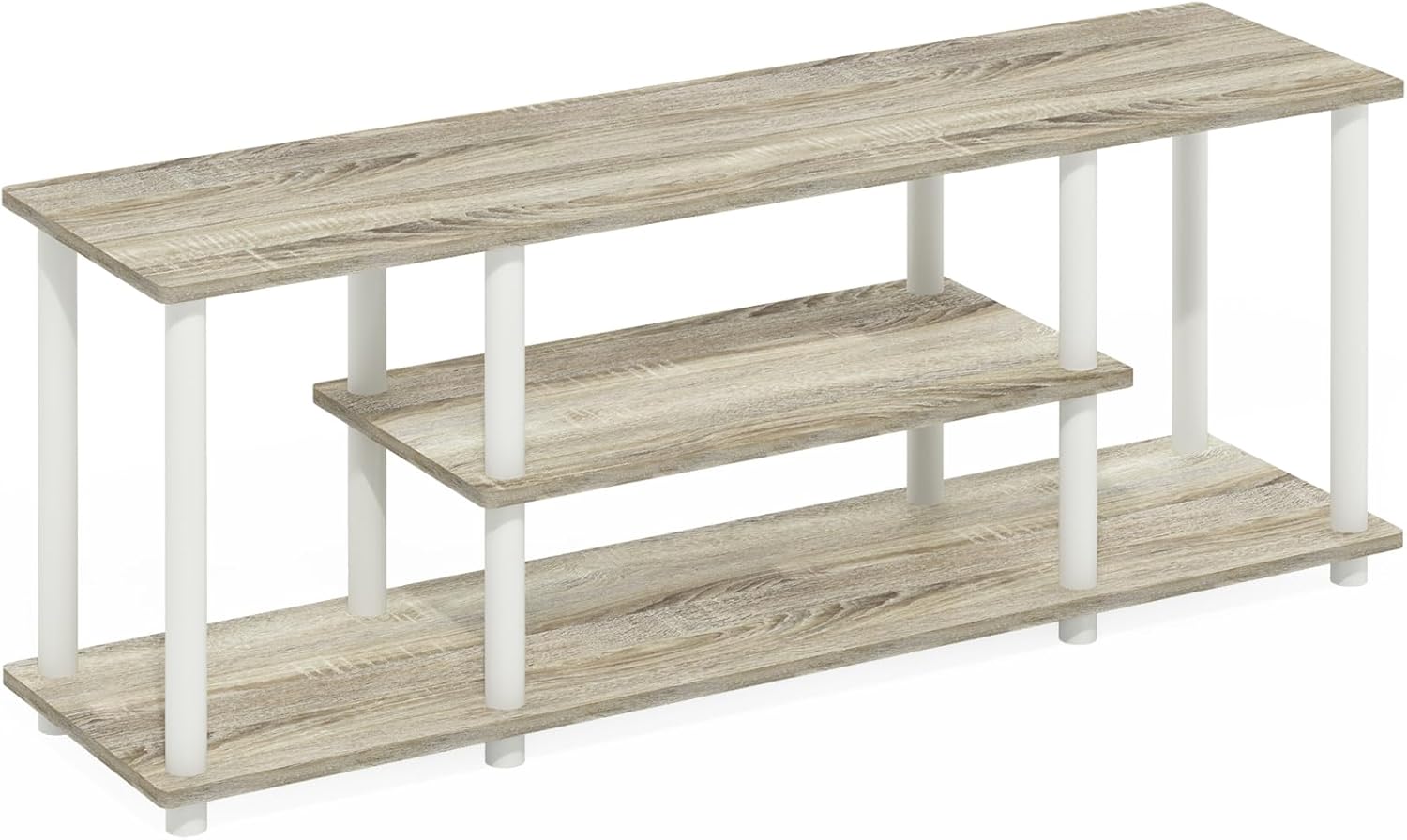 Furinno Supporti TV di Intrattenimento a 3 Livelli, Oak/White, 140 cm - immagine 1