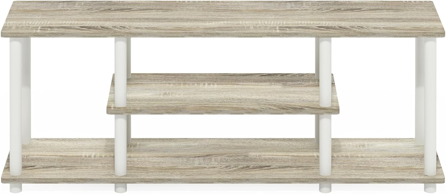 Furinno Supporti TV di Intrattenimento a 3 Livelli, Oak/White, 140 cm - immagine 5