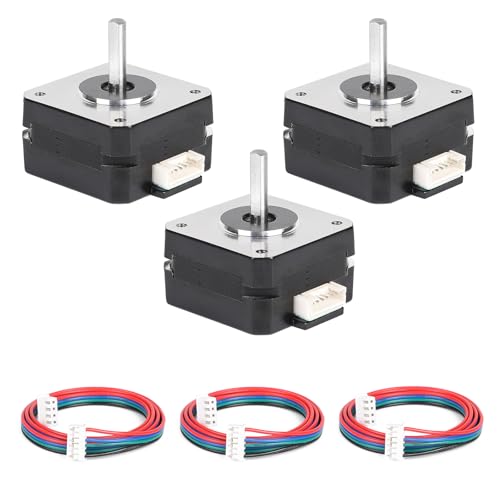3pcs Motore Passo-Passo Nema 17 42-23, 16 Ncm 1.8° per Giro, 3,6 V/1A 2 Fasi 4 Fili con 1m Cavo per Motori di Stampanti 3D, Fresatrici CNC, Bracci Robotici e Incisori Laser