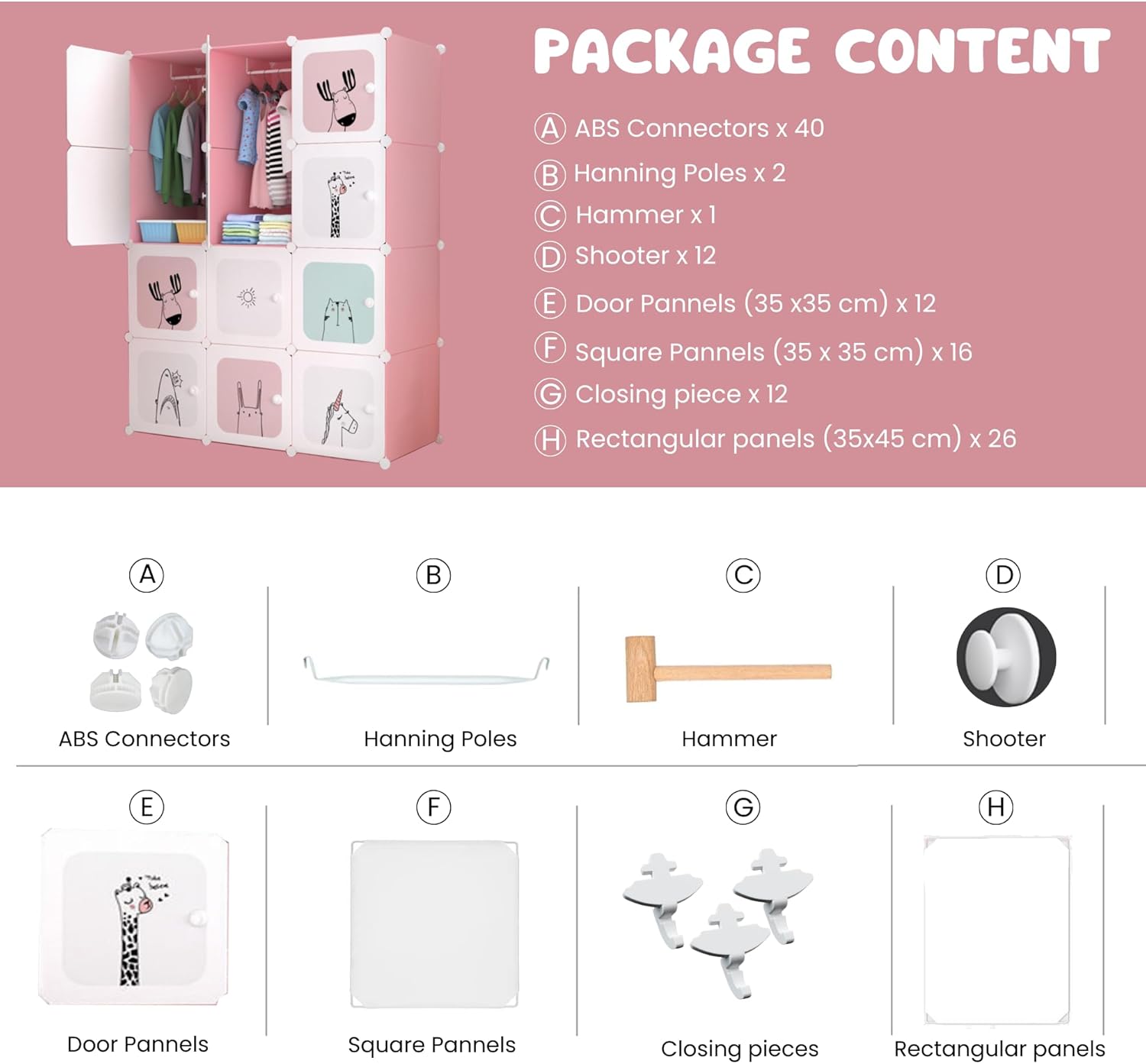 Magic Select Armadio Modulare per Bambini 12 Moduli, Rosa - immagine 6