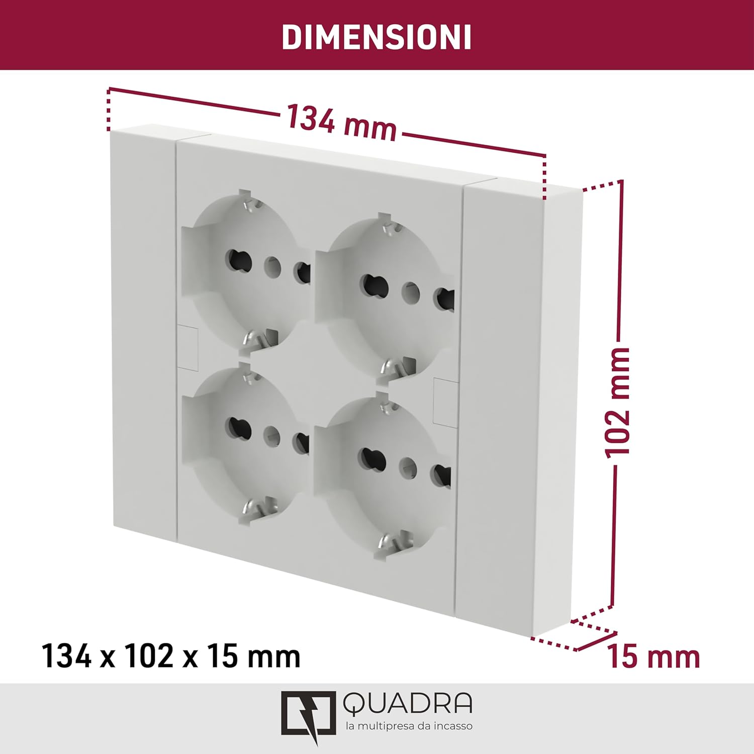 Electraline 22105 - Multipresa da Incasso Quadra 4 Posti - immagine 5