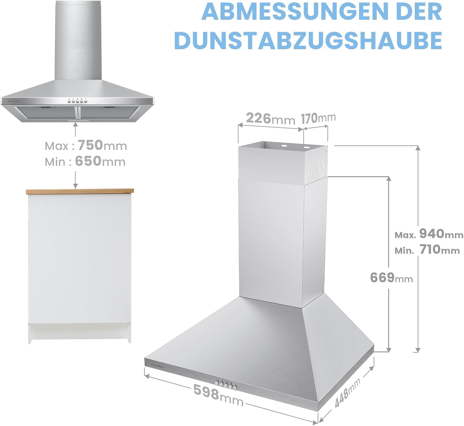 Comfee' CH60A17EM400SS Cappa Aspirante 60cm, Argento - immagine 2