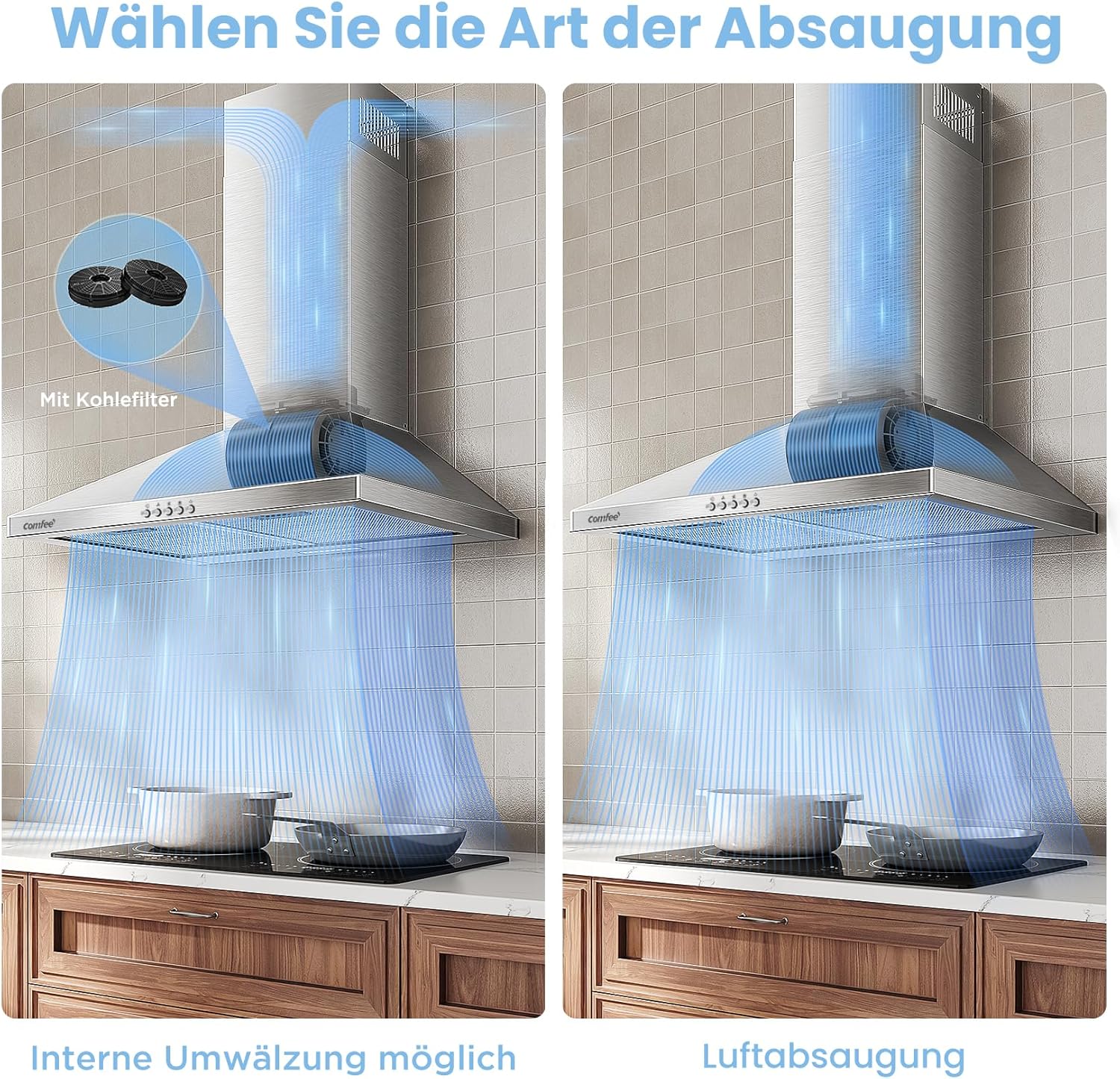 Comfee' CH60A17EM400SS Cappa Aspirante 60cm, Argento - immagine 4