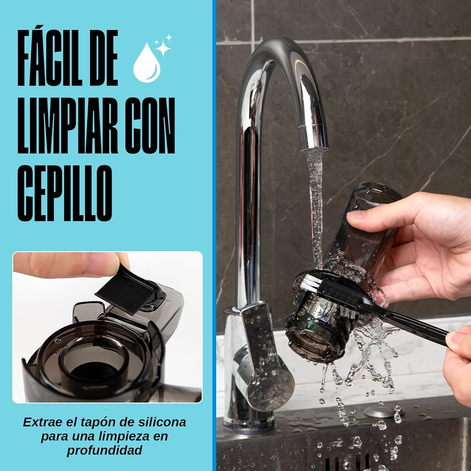 Ventray Ginnie Estrattore Frutta e Verdura Slow Juicer, Blu - immagine 4