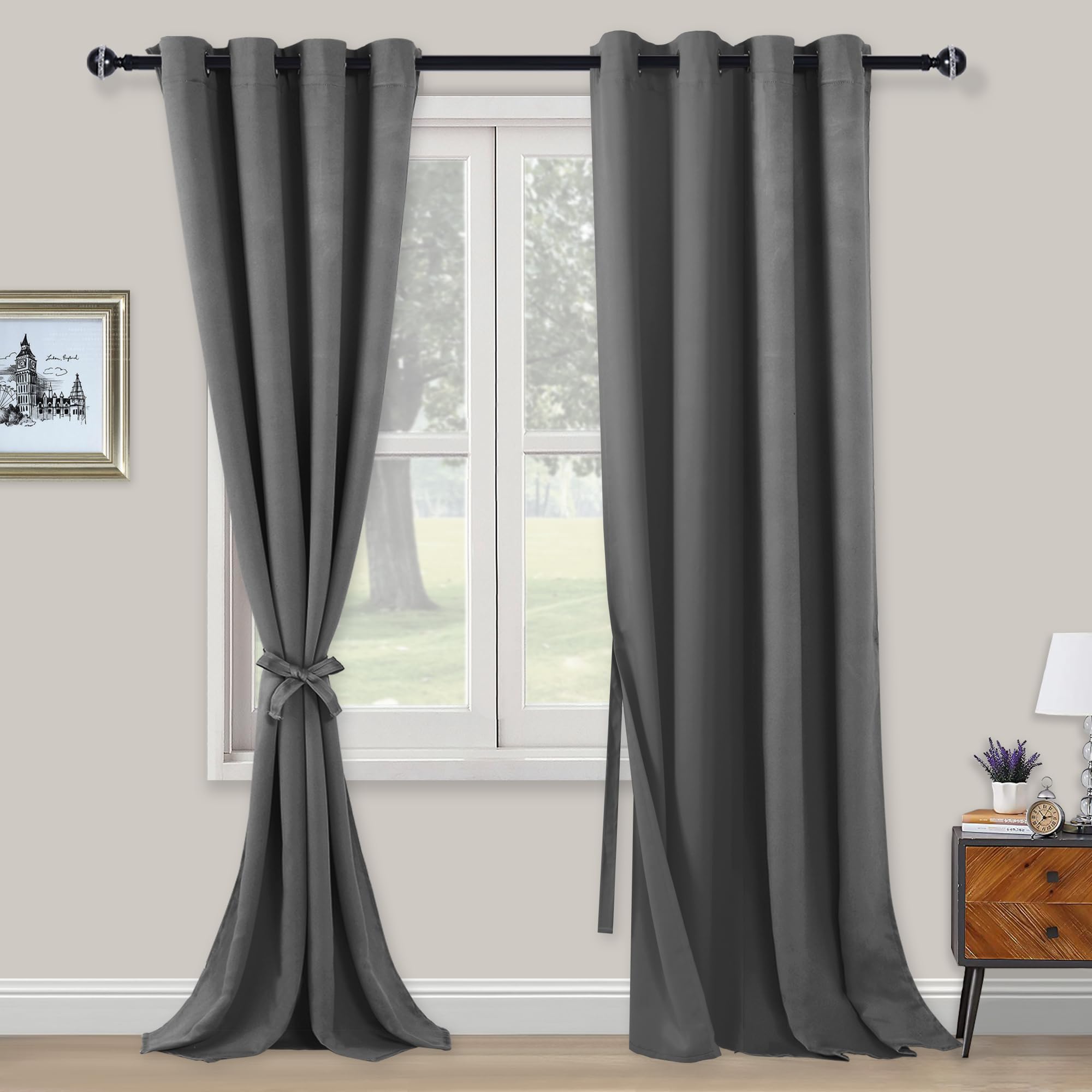 Xwzo Tende Oscuranti con Occhielli 260x140 cm, Grigio