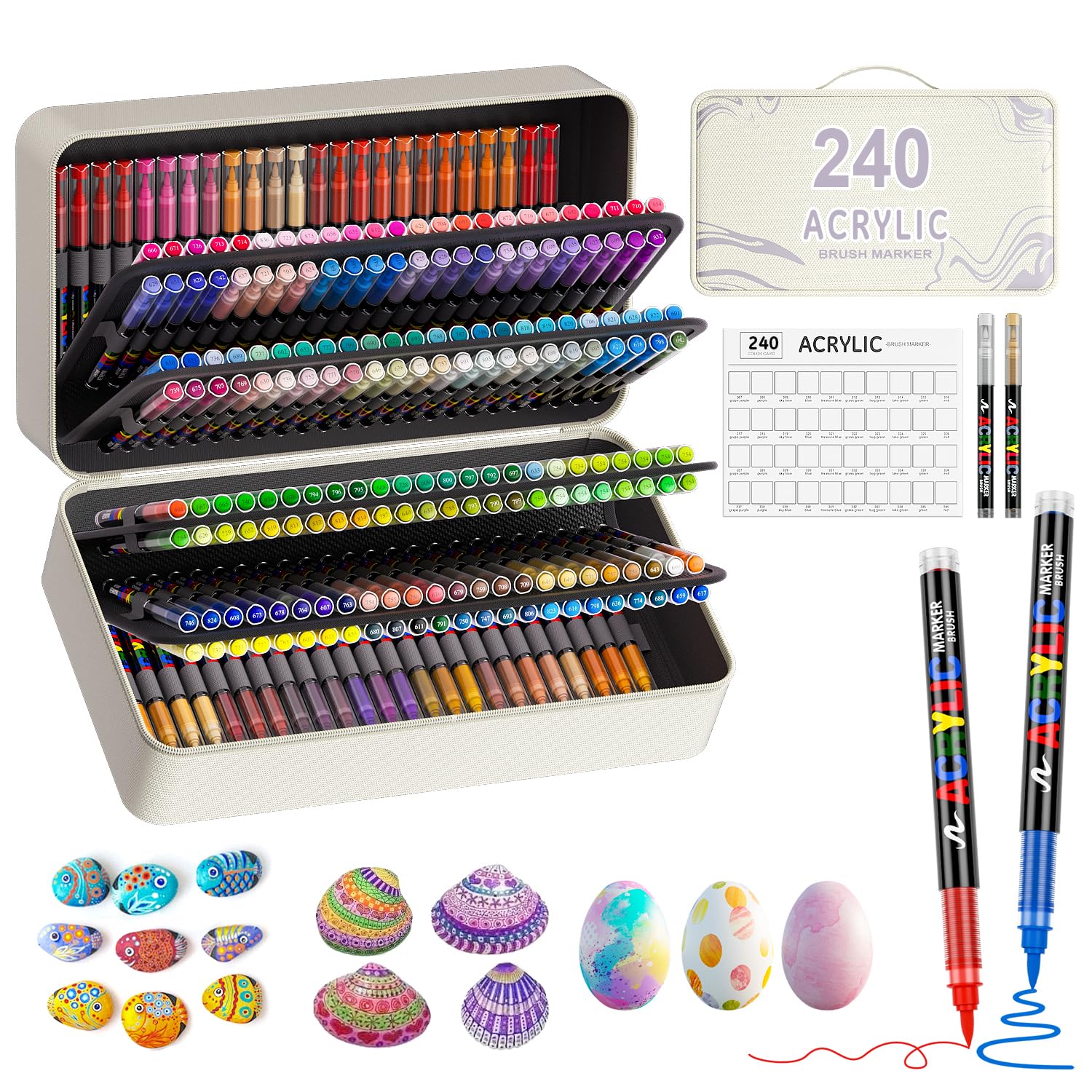 Trendgate 240+2 Colori Pennarelli Acrilici Punta Brush